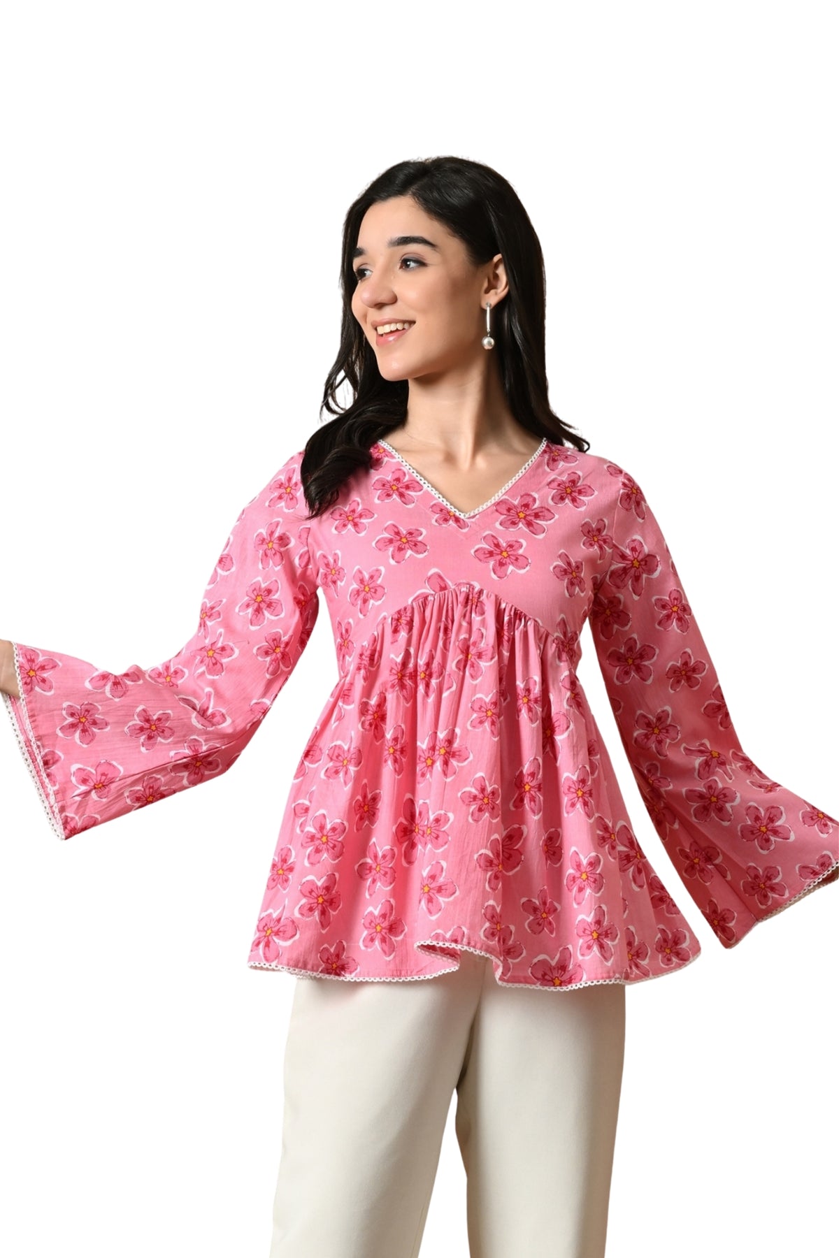 Roselle – Blush Bloom Cotton Peplum Top