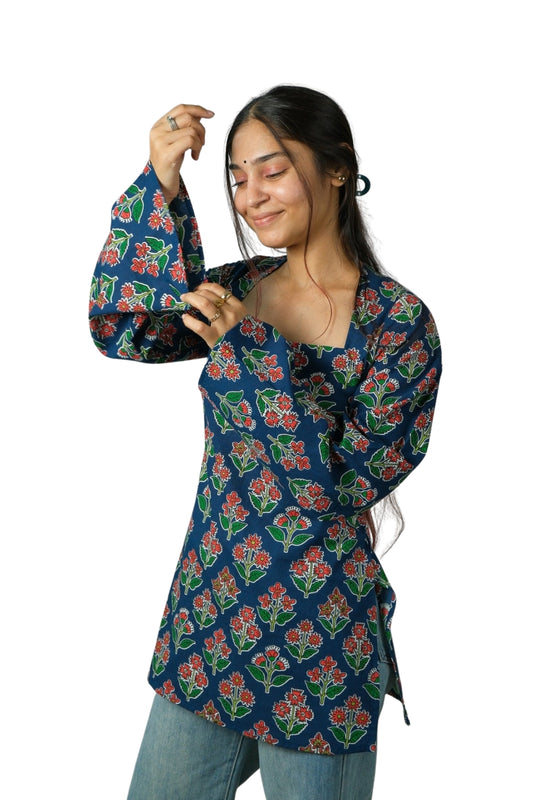 Lina – Open Back Kurti (Navy Blue)