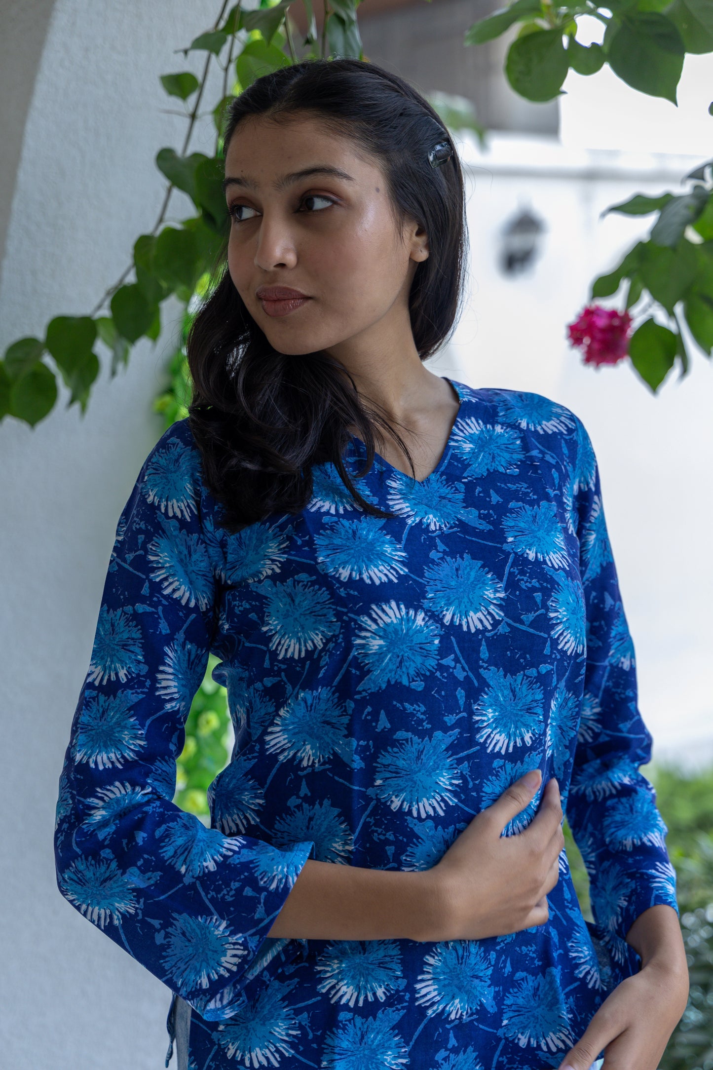 Blue Serenity Back Design Cotton Top