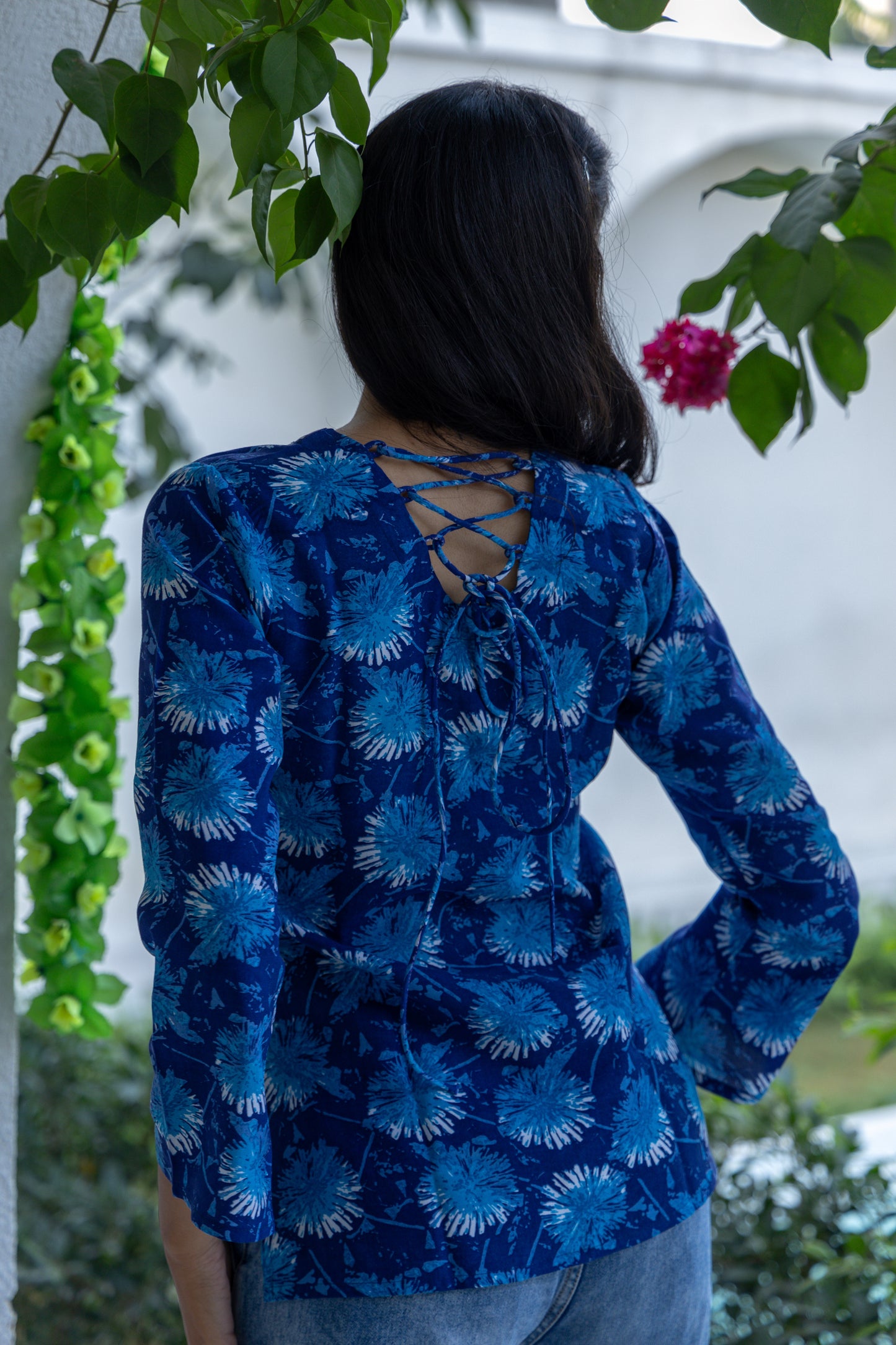 Blue Serenity Back Design Cotton Top