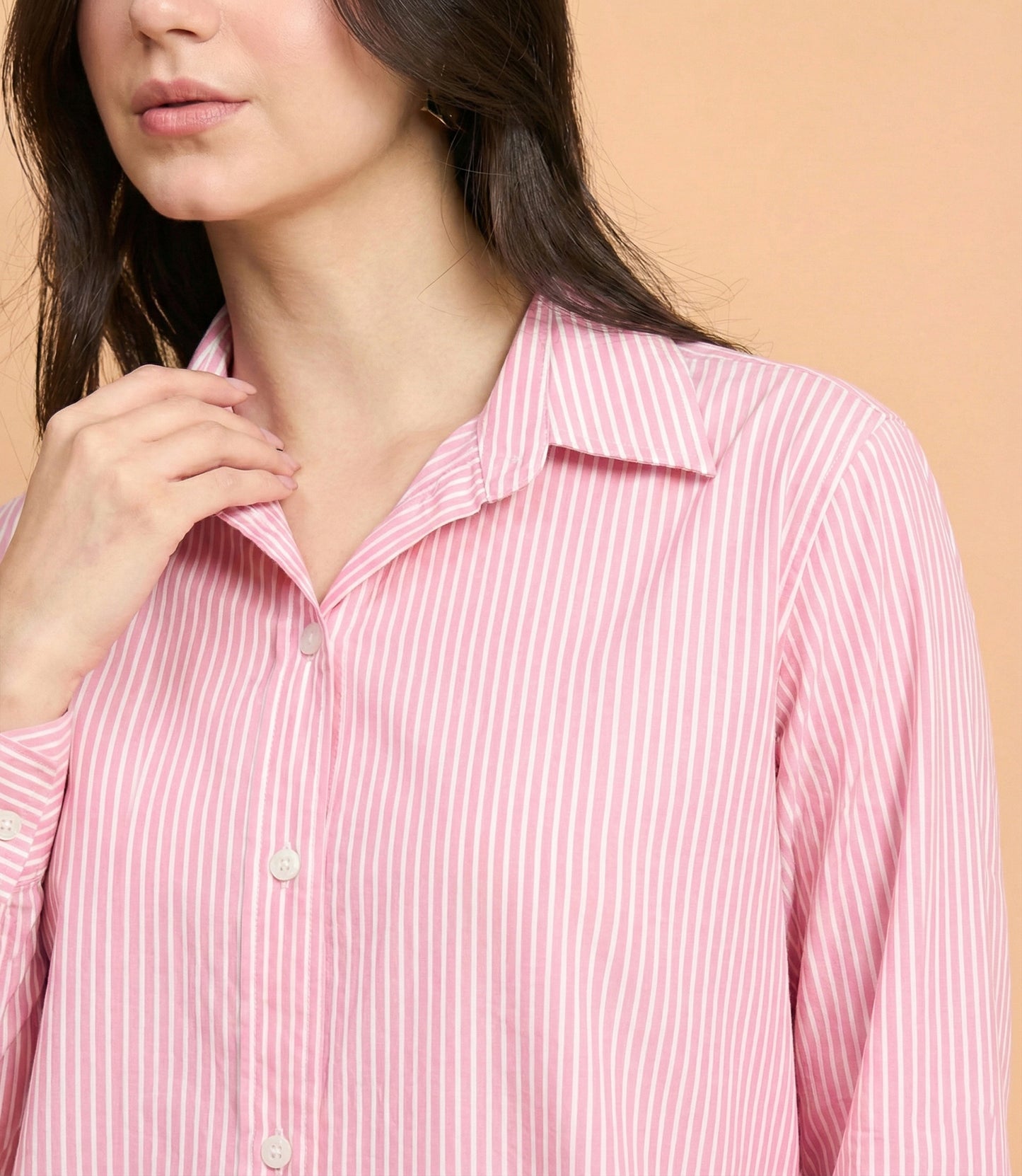 Blushline - Striped Fitted Shirt (Baby Pink)