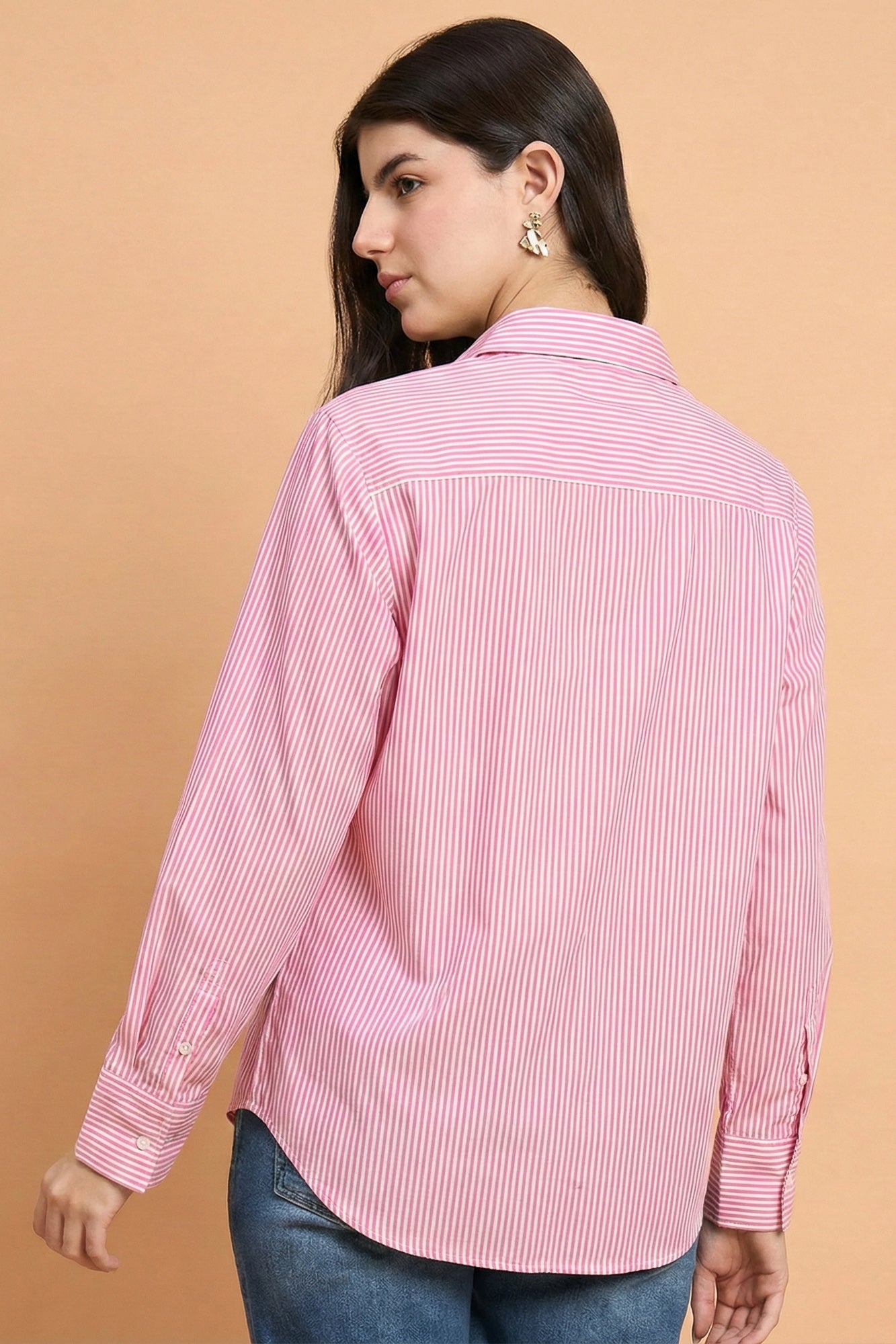 Blushline - Striped Fitted Shirt (Baby Pink)