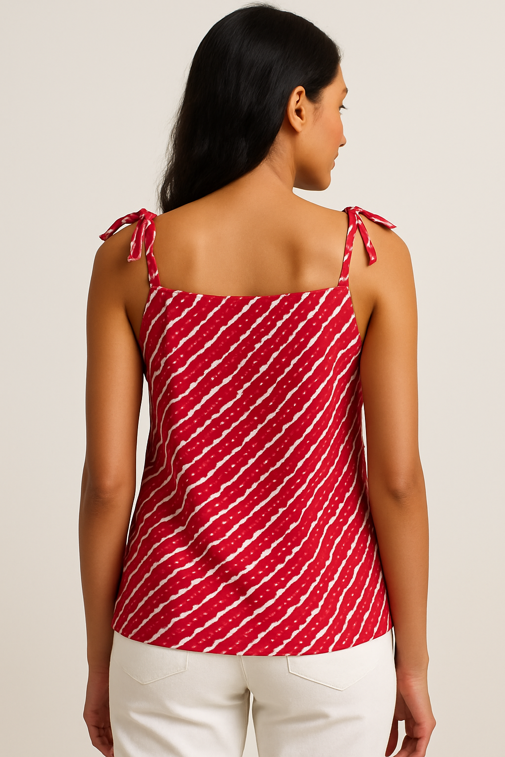 Sierra – Red Cotton Tie-Up Shoulder Top