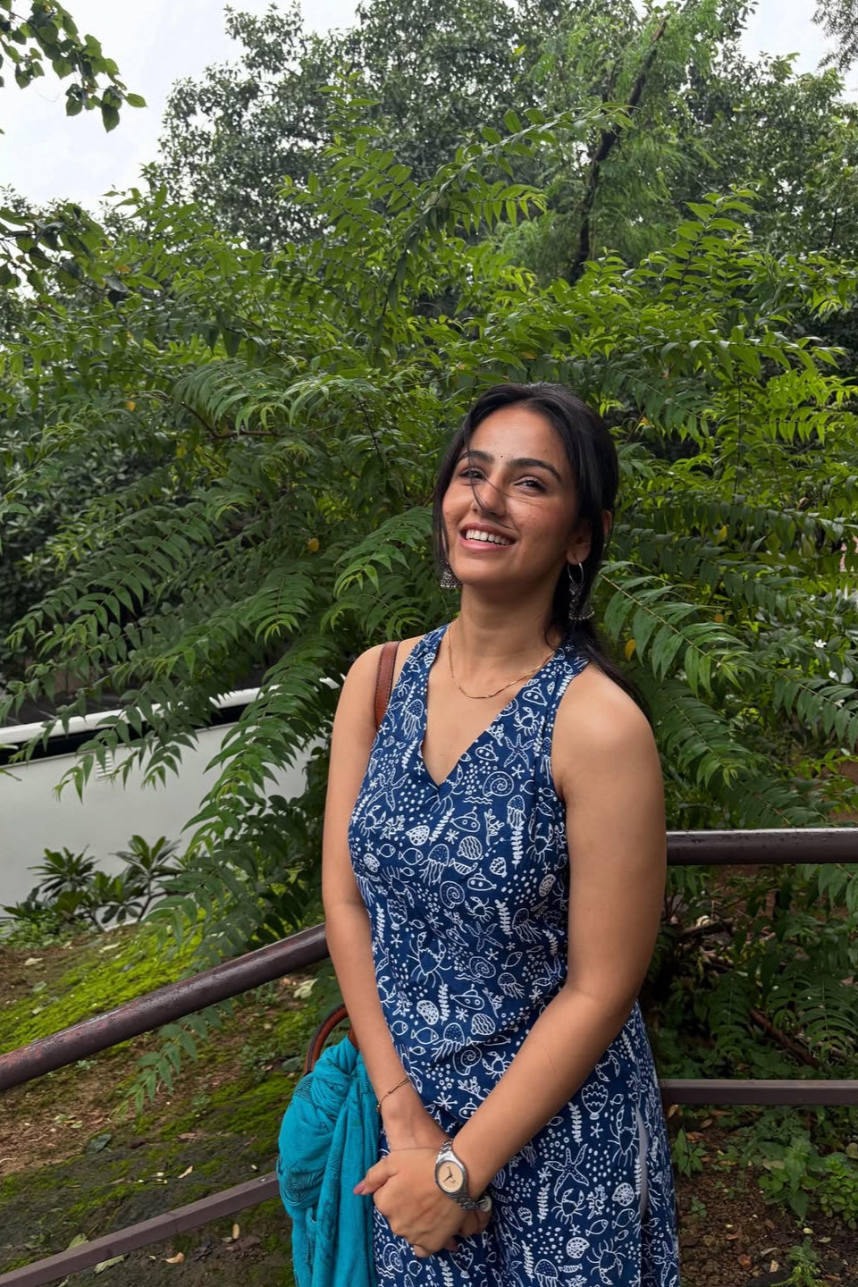 Kavya - Indigo Designer Back Kurti