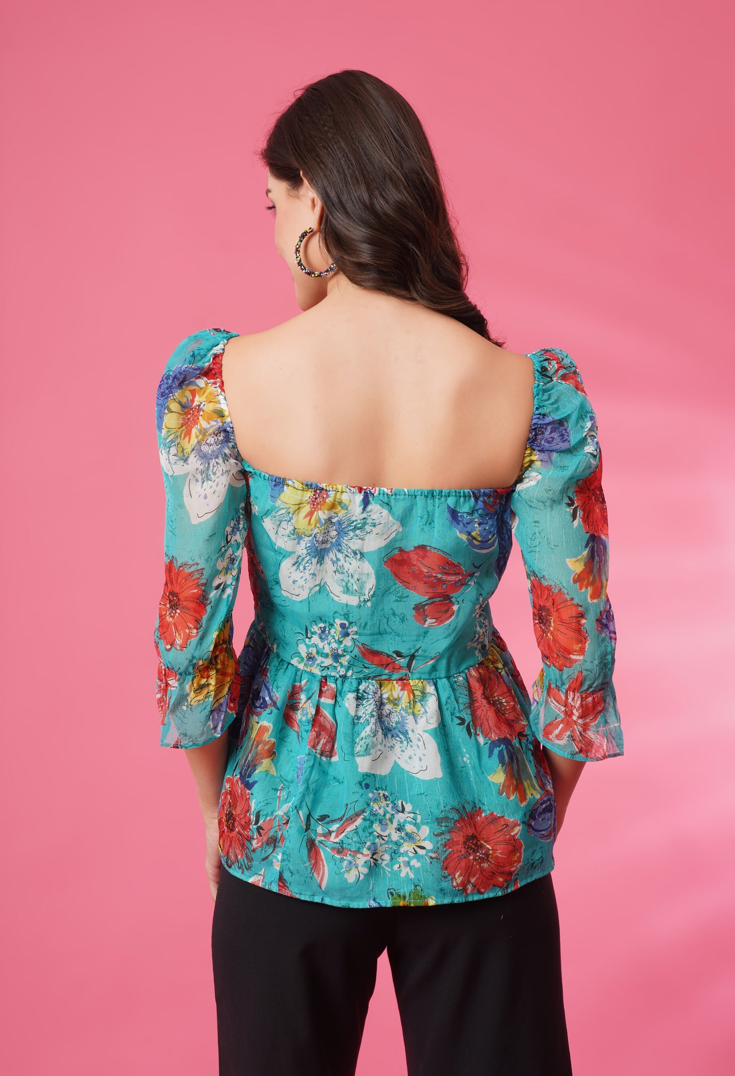 Organza Frill Sleeve Top