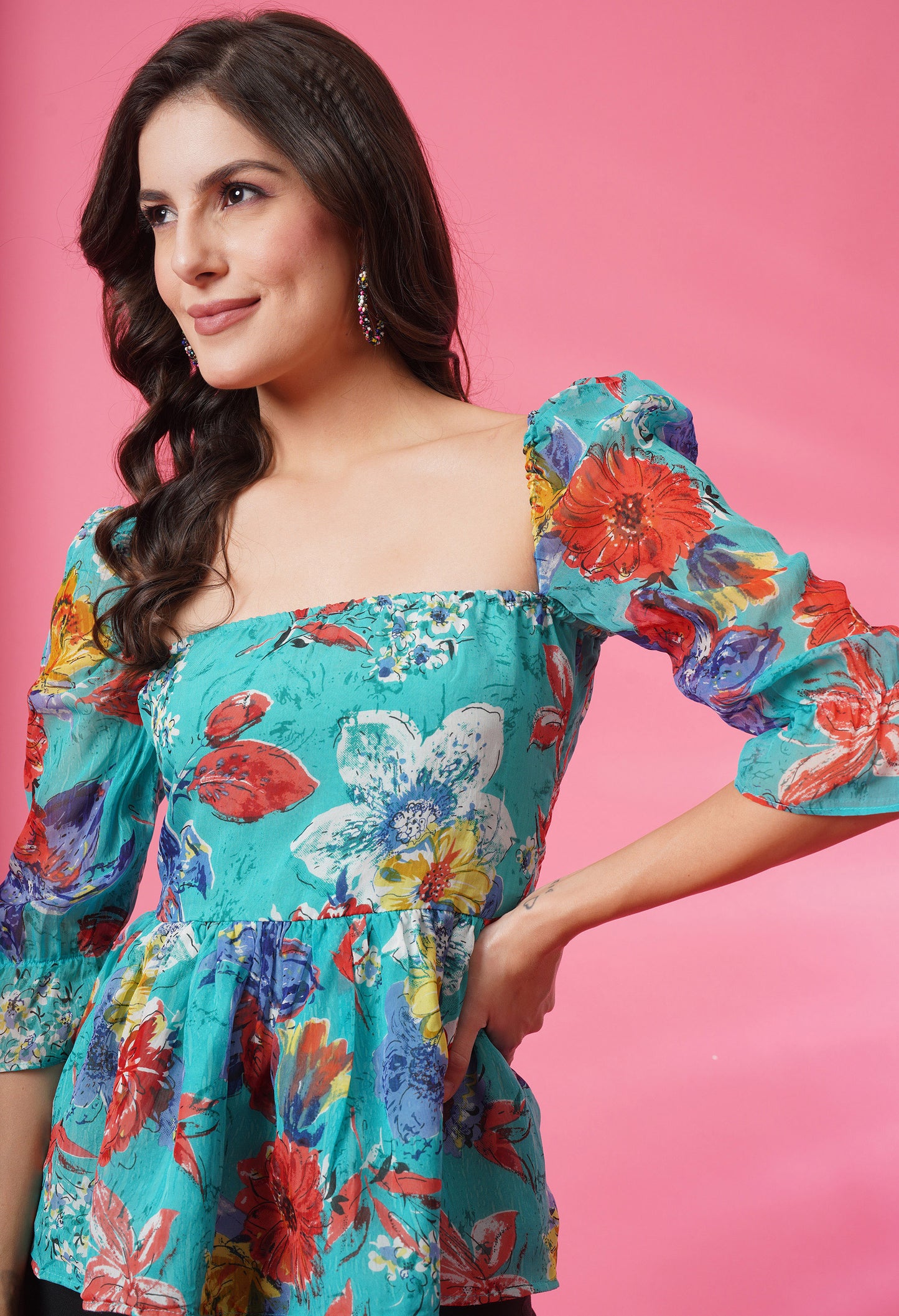 Organza Frill Sleeve Top