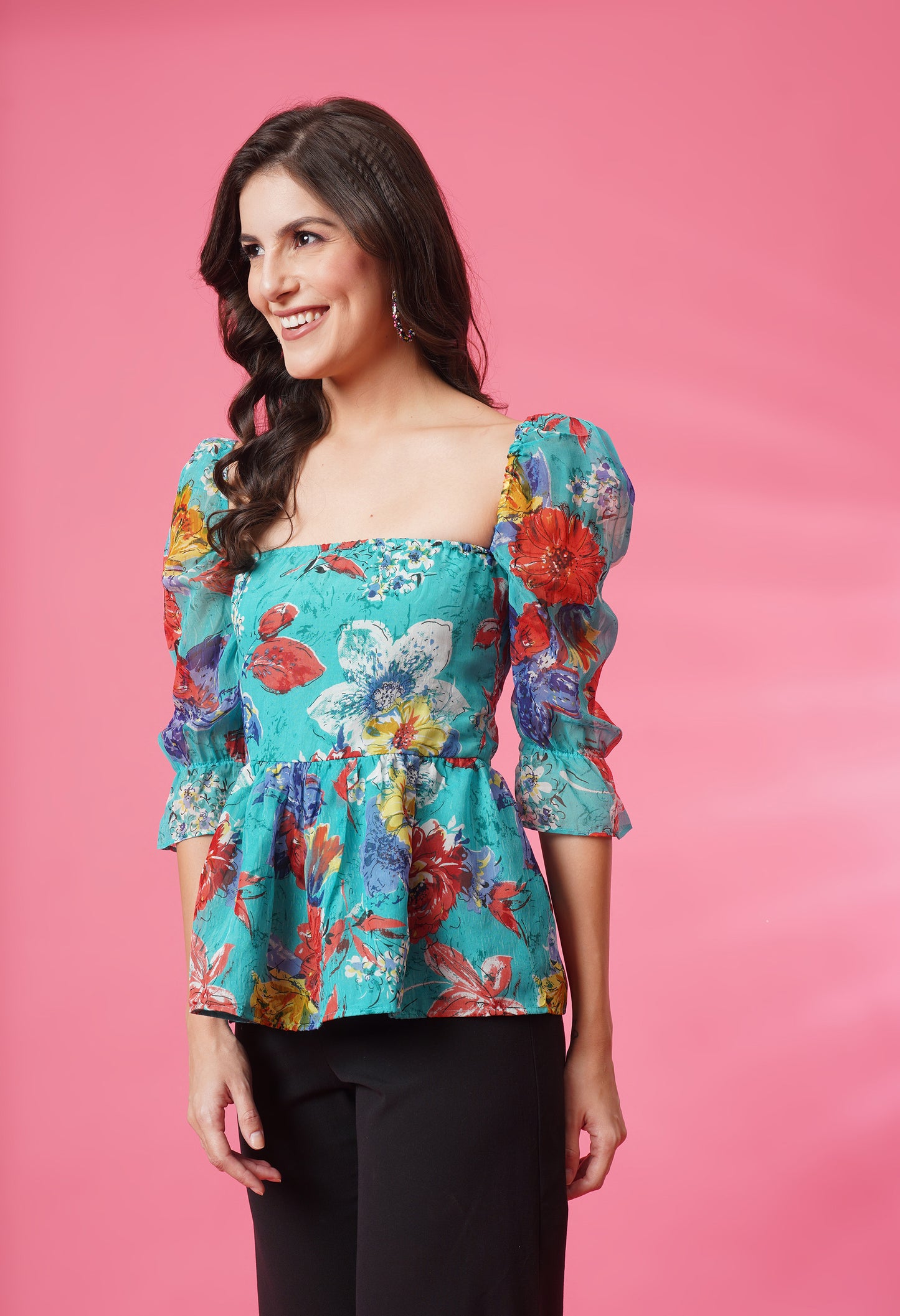 Organza Frill Sleeve Top
