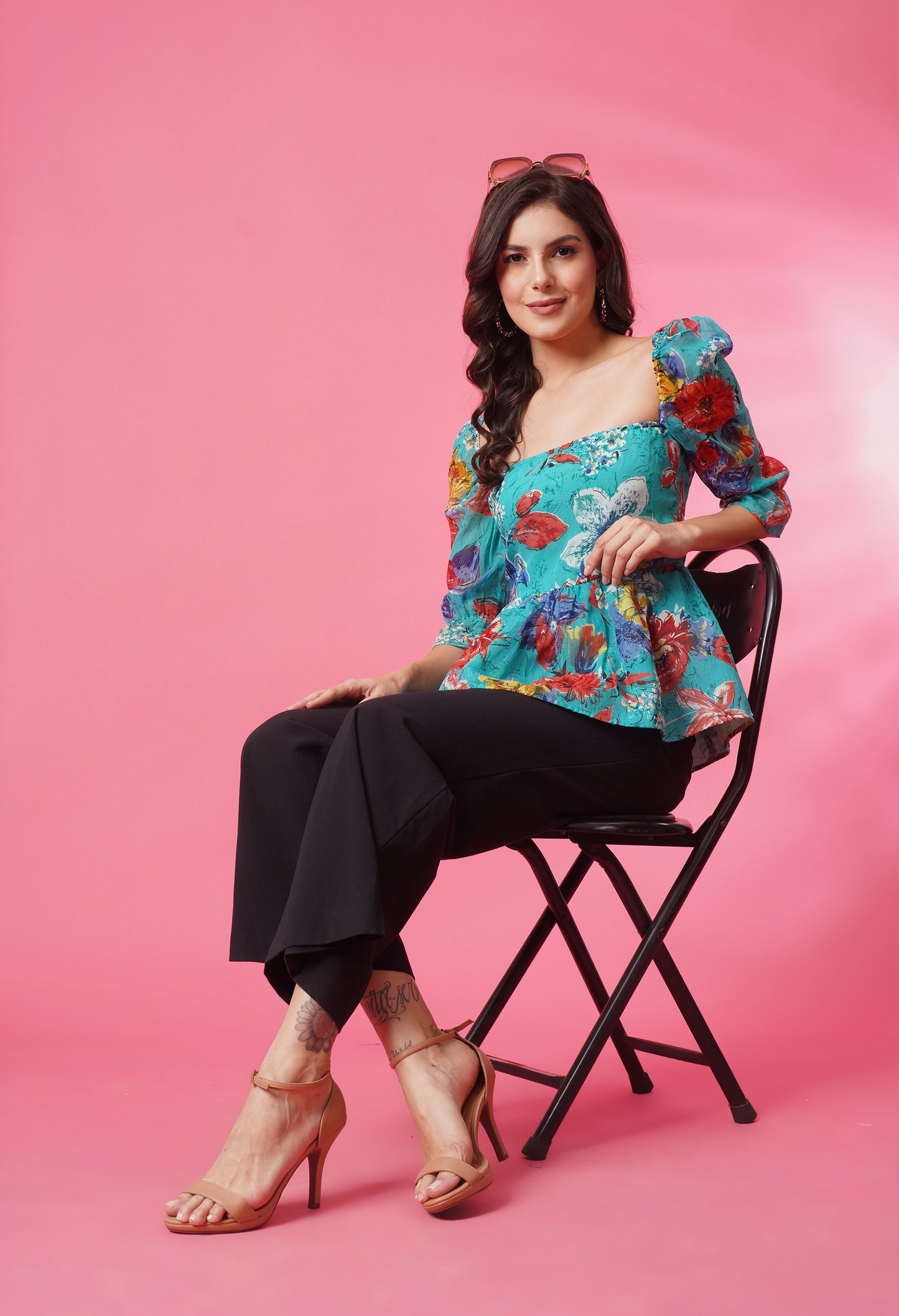 Organza Frill Sleeve Top