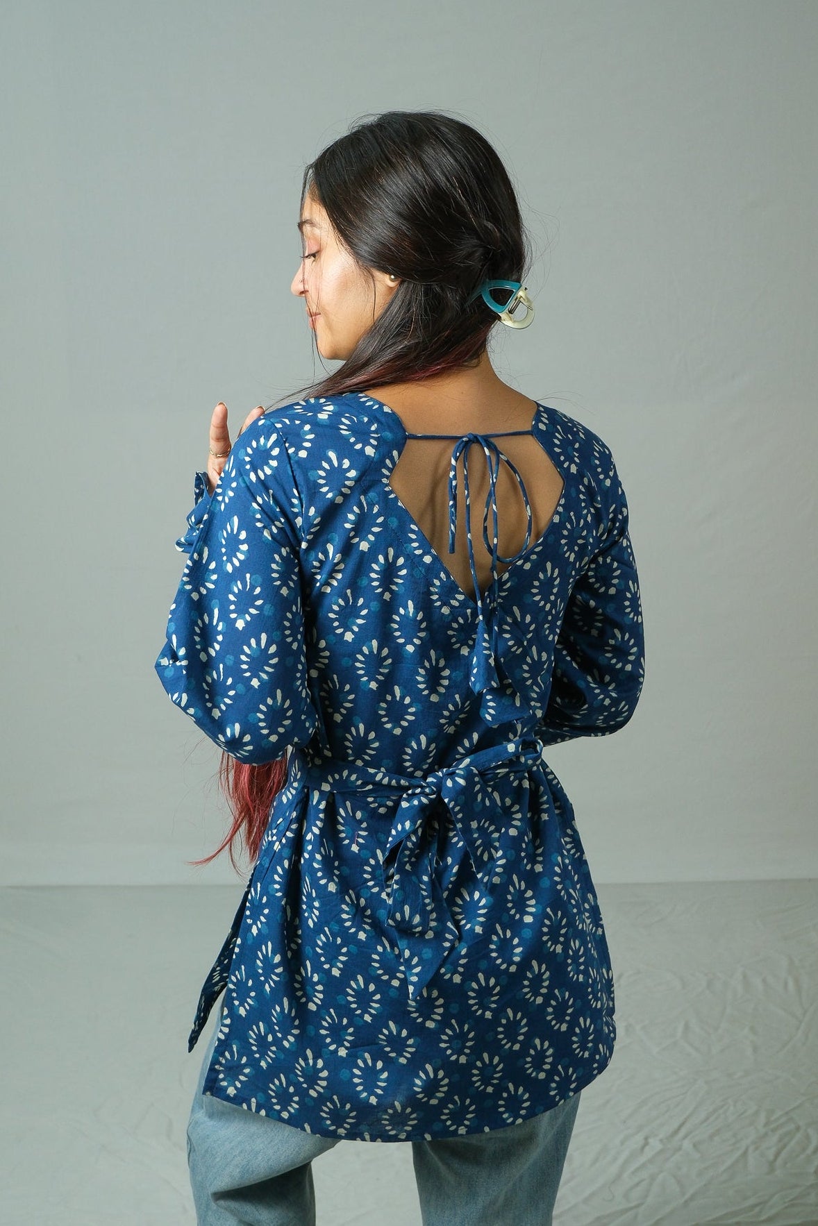 Tia – Open Back Kurti (Blue)