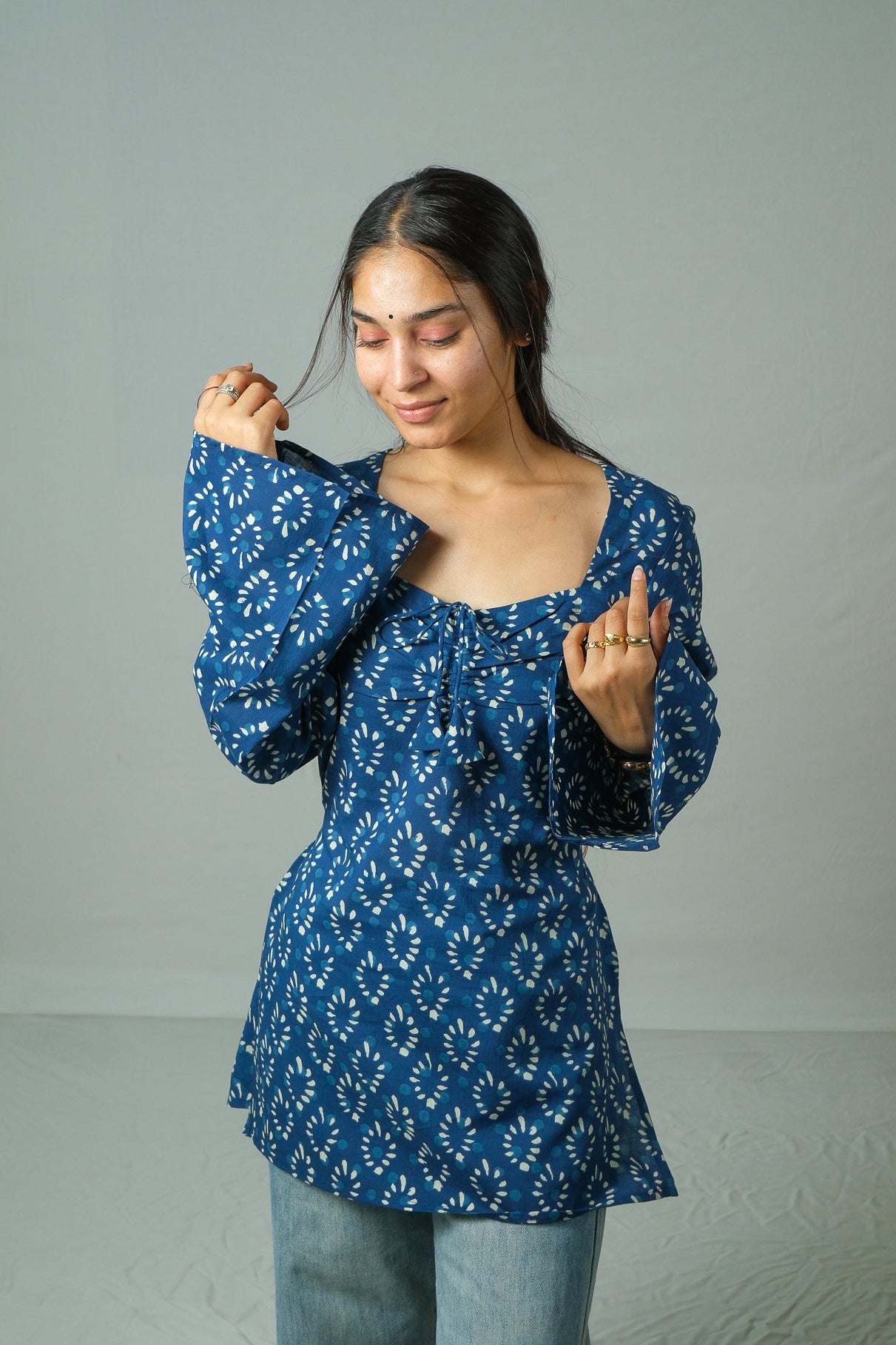 Tia – Open Back Kurti (Blue)
