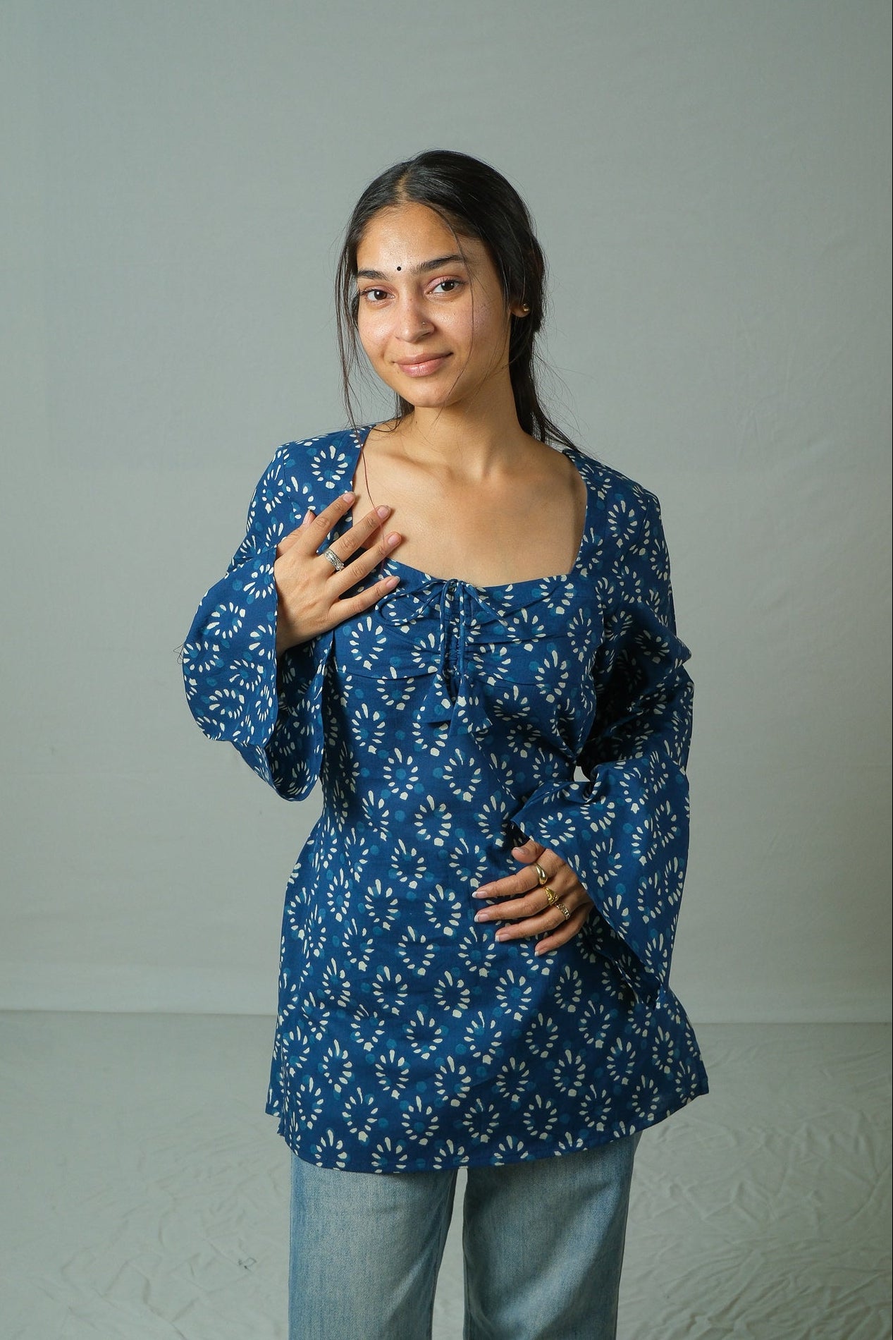 Tia – Open Back Kurti (Blue)