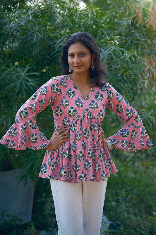 Tavira – Floral Cotton Peplum Top