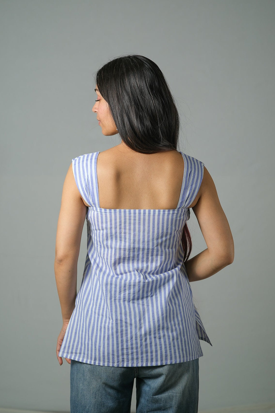 Inara – Striped Cotton Top (Lavender)