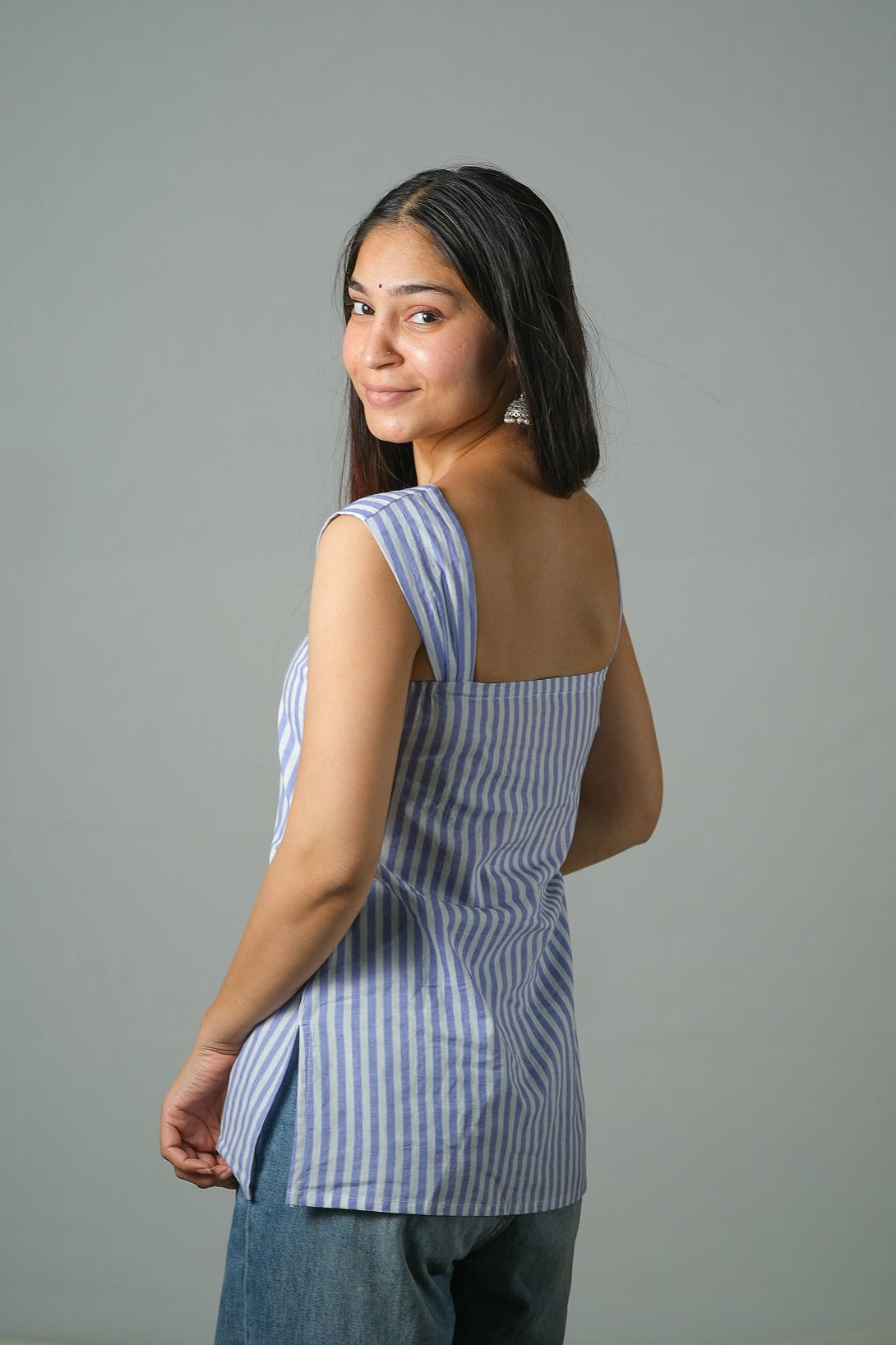Inara – Striped Cotton Top (Lavender)