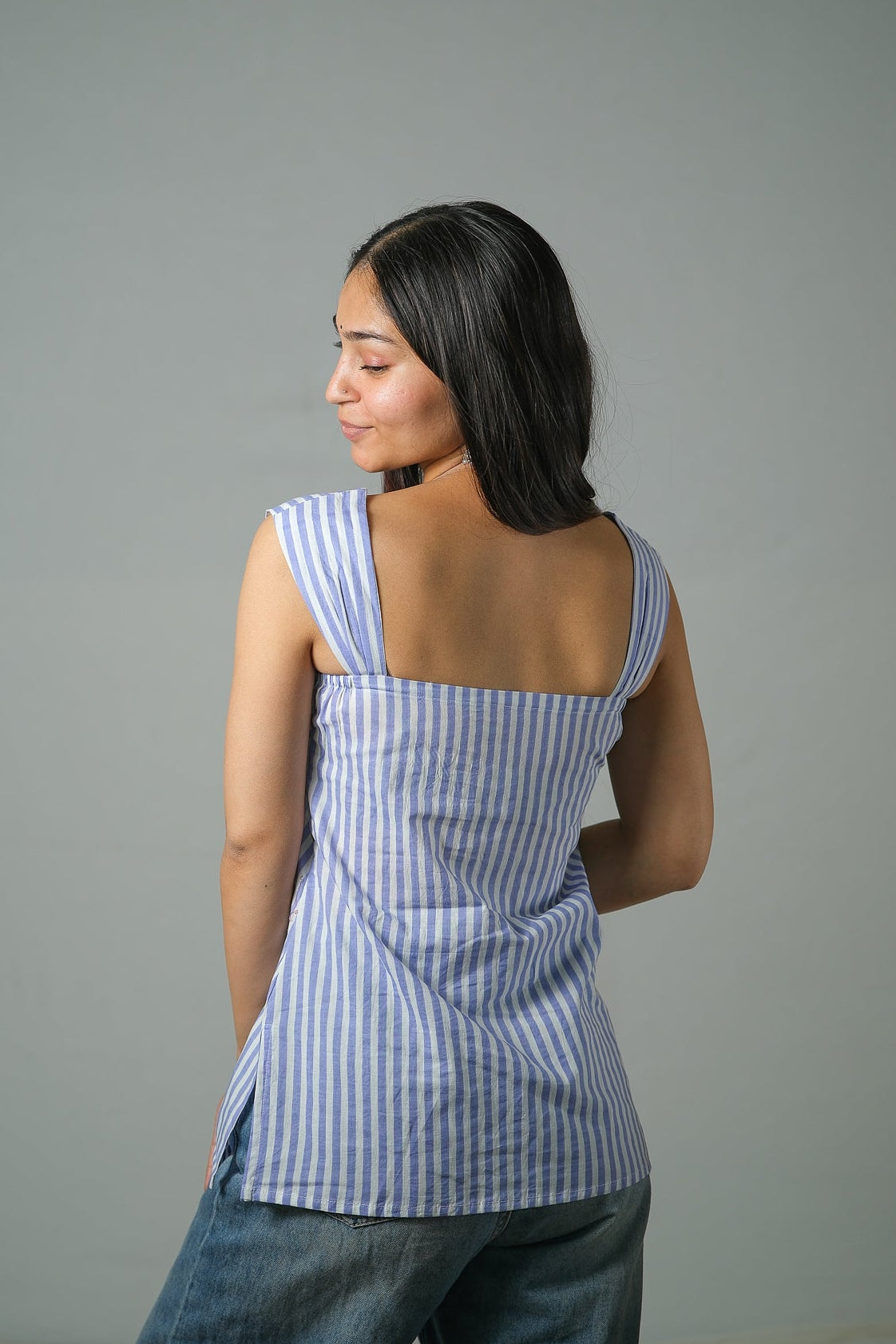 Inara – Striped Cotton Top (Lavender)