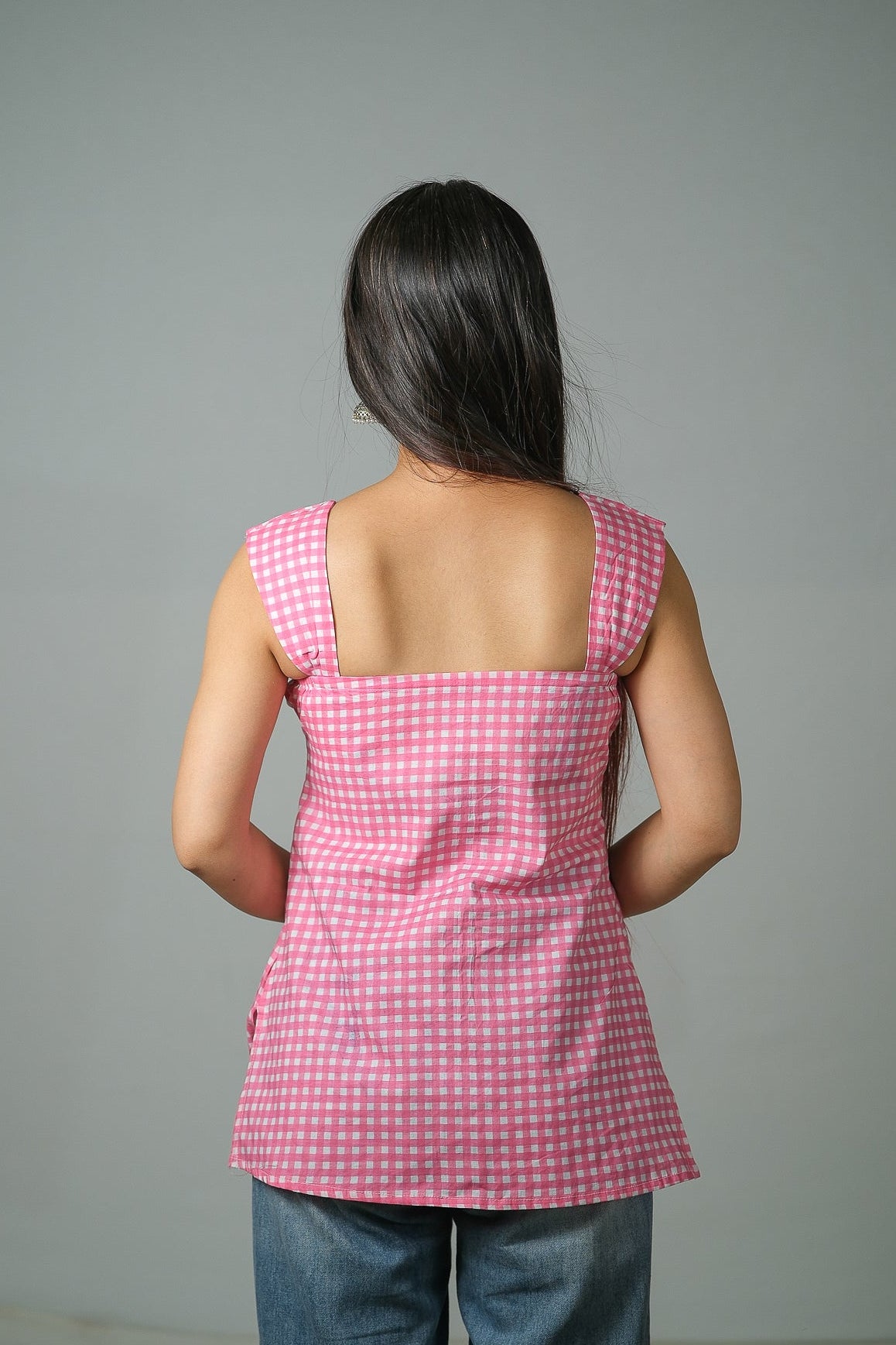 Lila – Gingham Cotton Top (Pink)