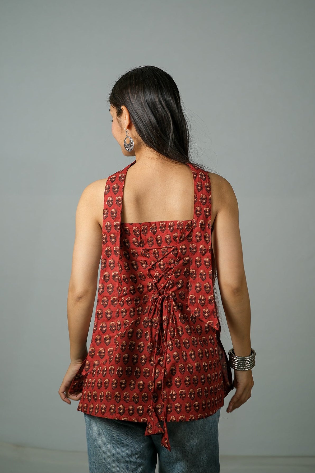 Ira – Convertible Printed Cotton Kurti Set (Rust Buti)