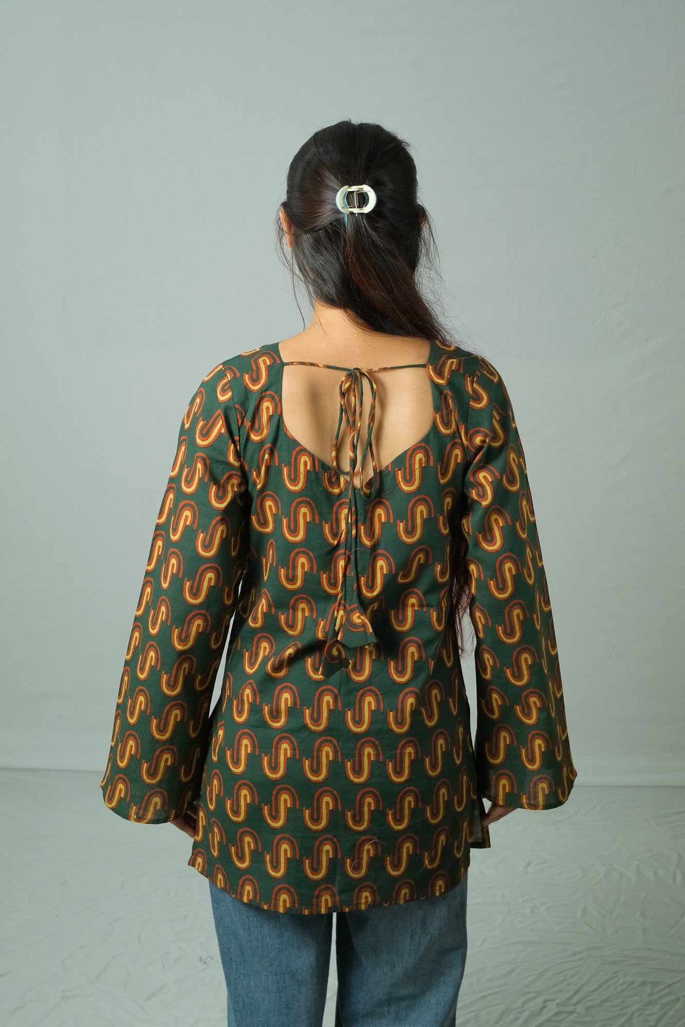 Sana – Open Back Kurti (Bottle Green)