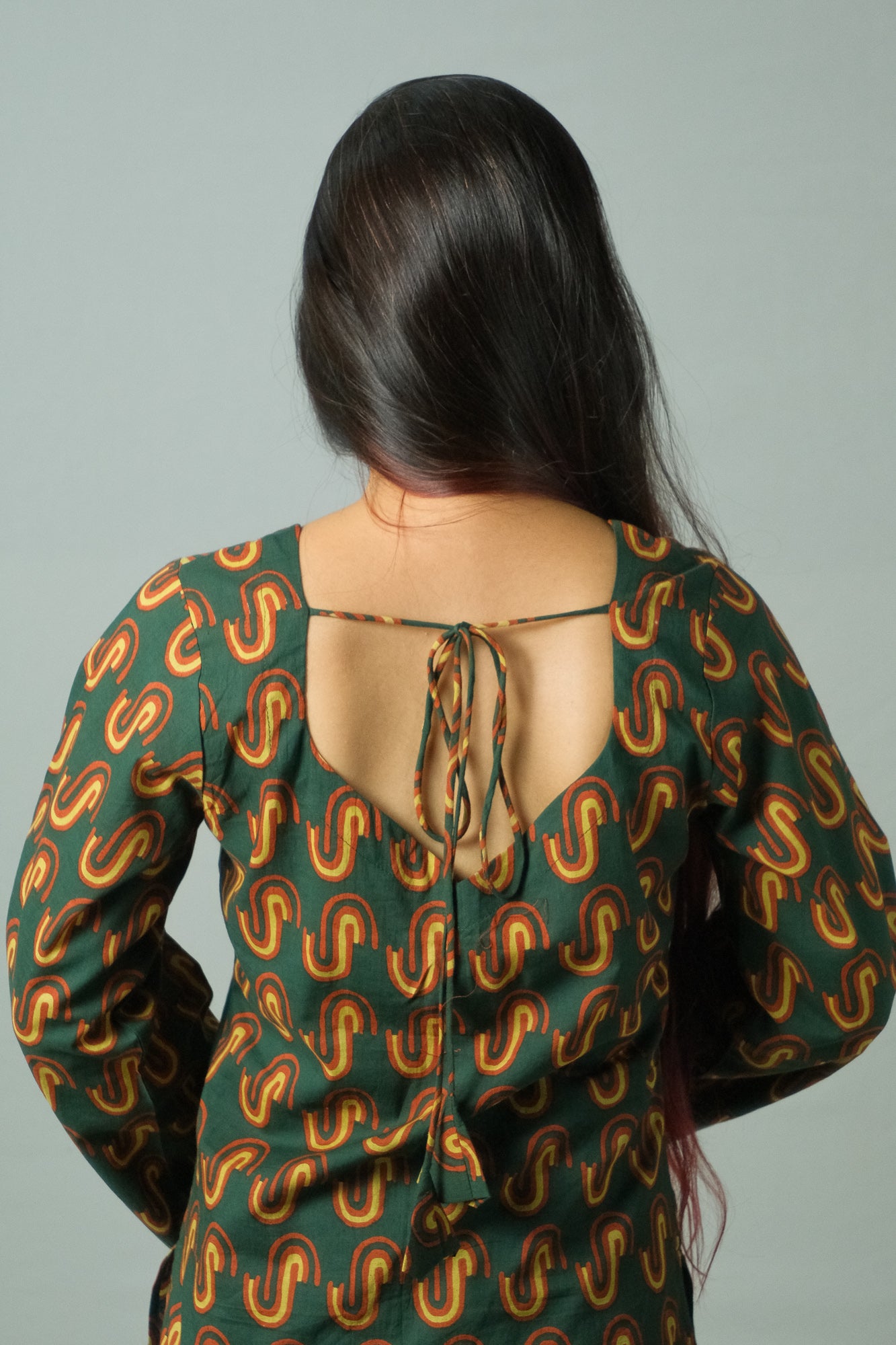 Sana – Open Back Kurti (Bottle Green)