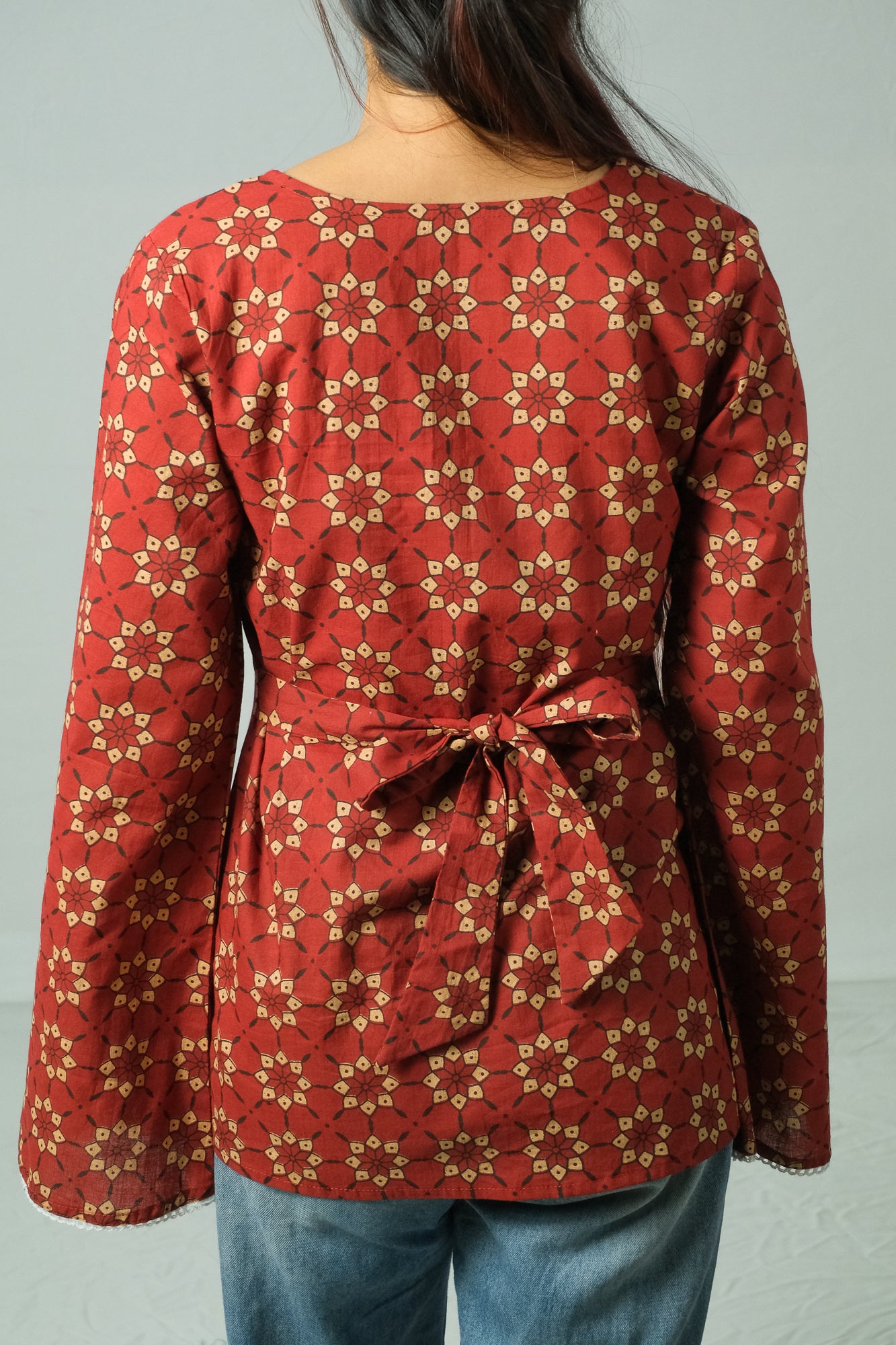 Rivya – Square Neck Kurti (Rust Red)