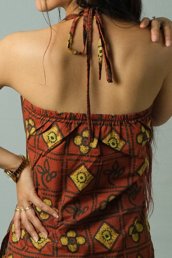 Zyra – Halter Neck Top (Rust)