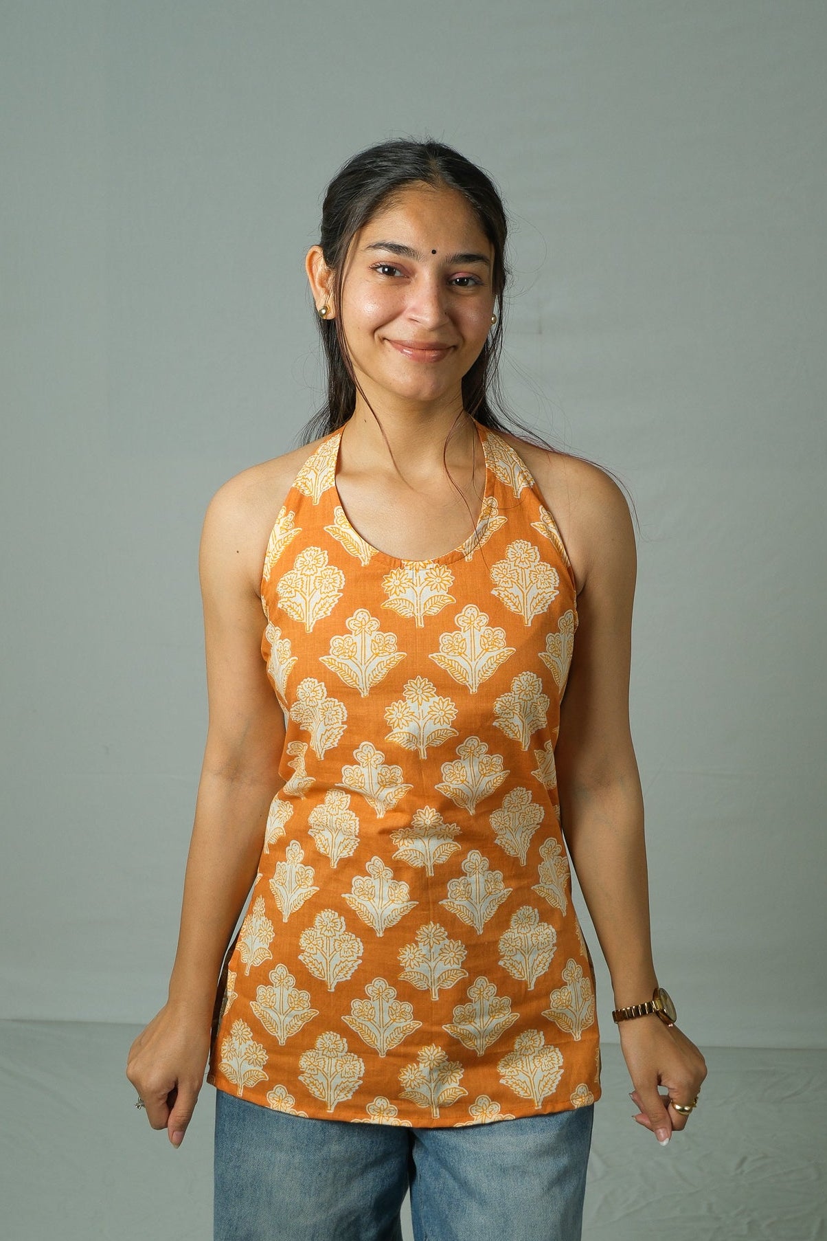 Luma – Corset Halter Neck Top (Mustard Yellow)