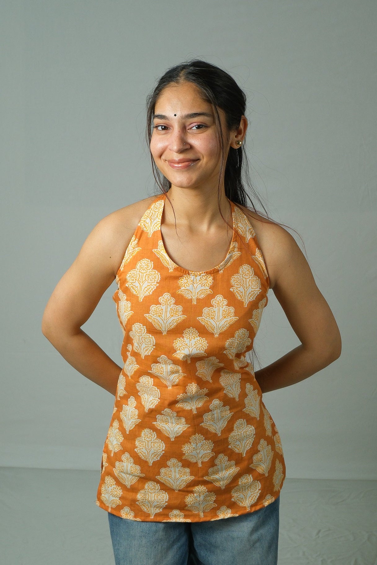 Luma – Corset Halter Neck Top (Mustard Yellow)