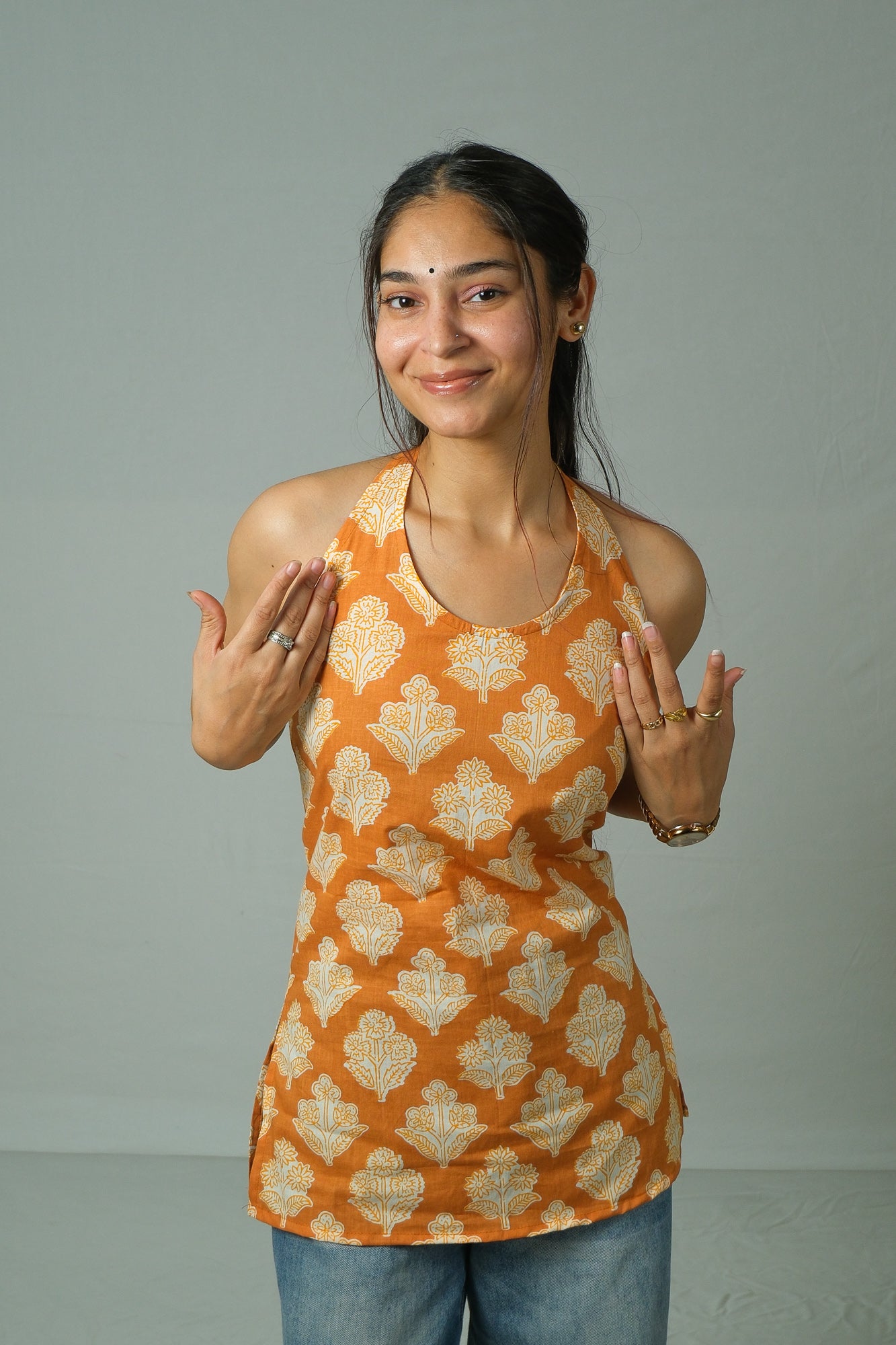 Luma – Corset Halter Neck Top (Mustard Yellow)