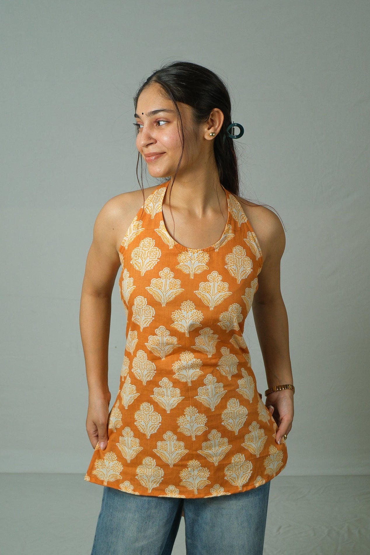 Luma – Corset Halter Neck Top (Mustard Yellow)