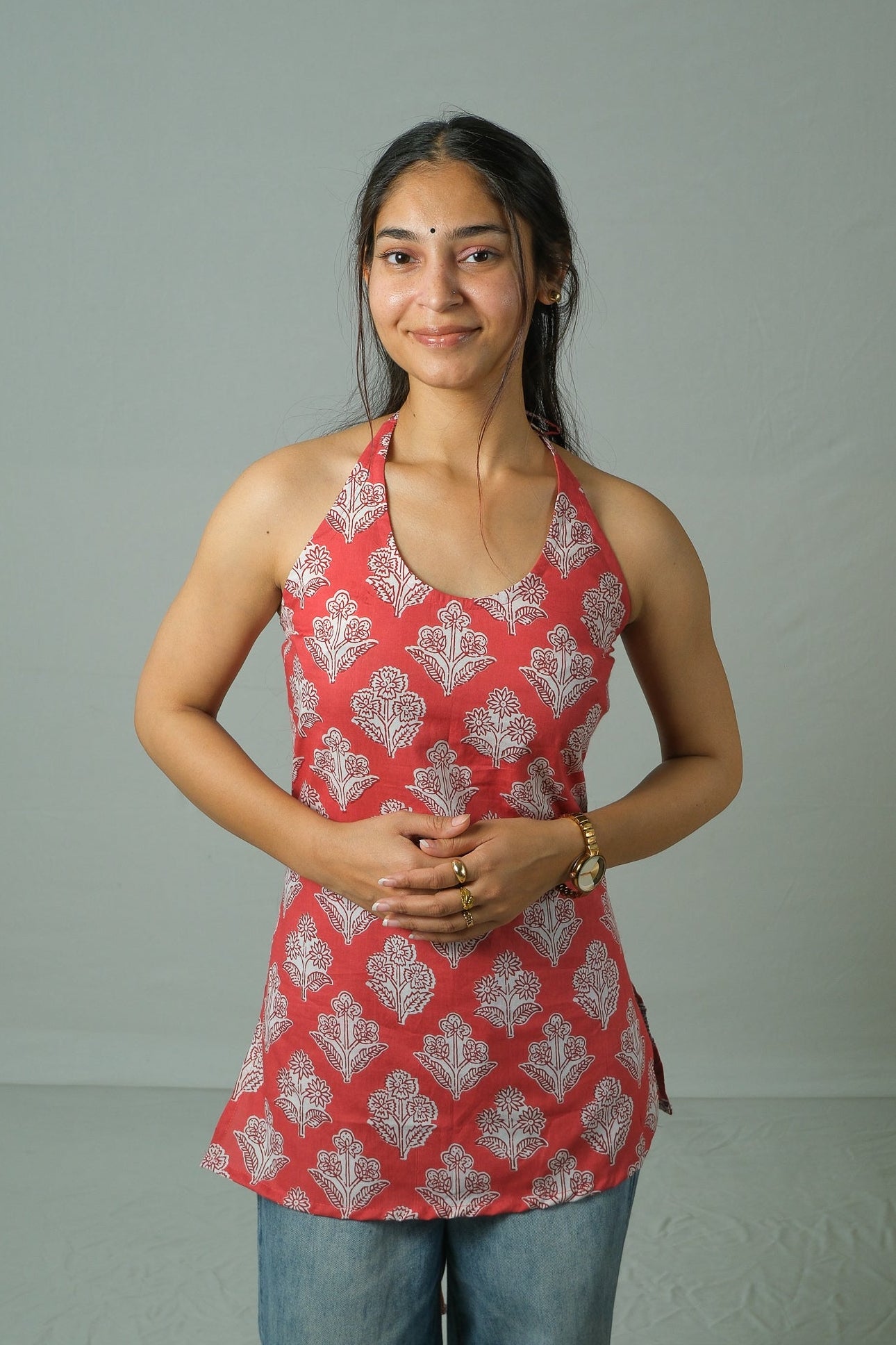 Ziva – Corset Halter Neck Top (Red)