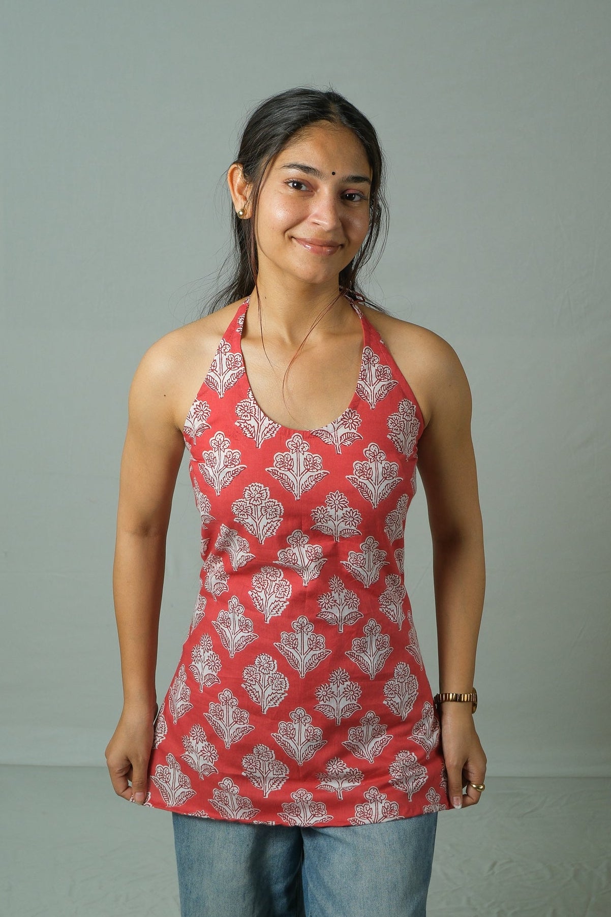 Ziva – Corset Halter Neck Top (Red)