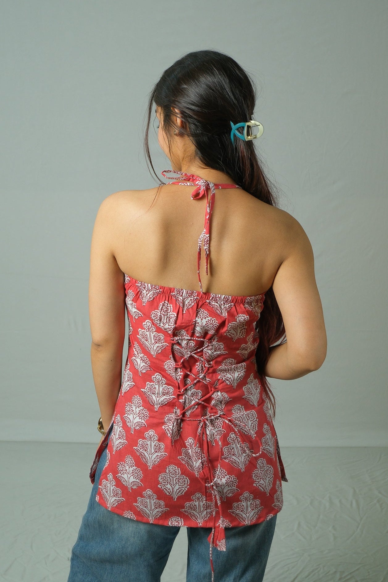 Ziva – Corset Halter Neck Top (Red)