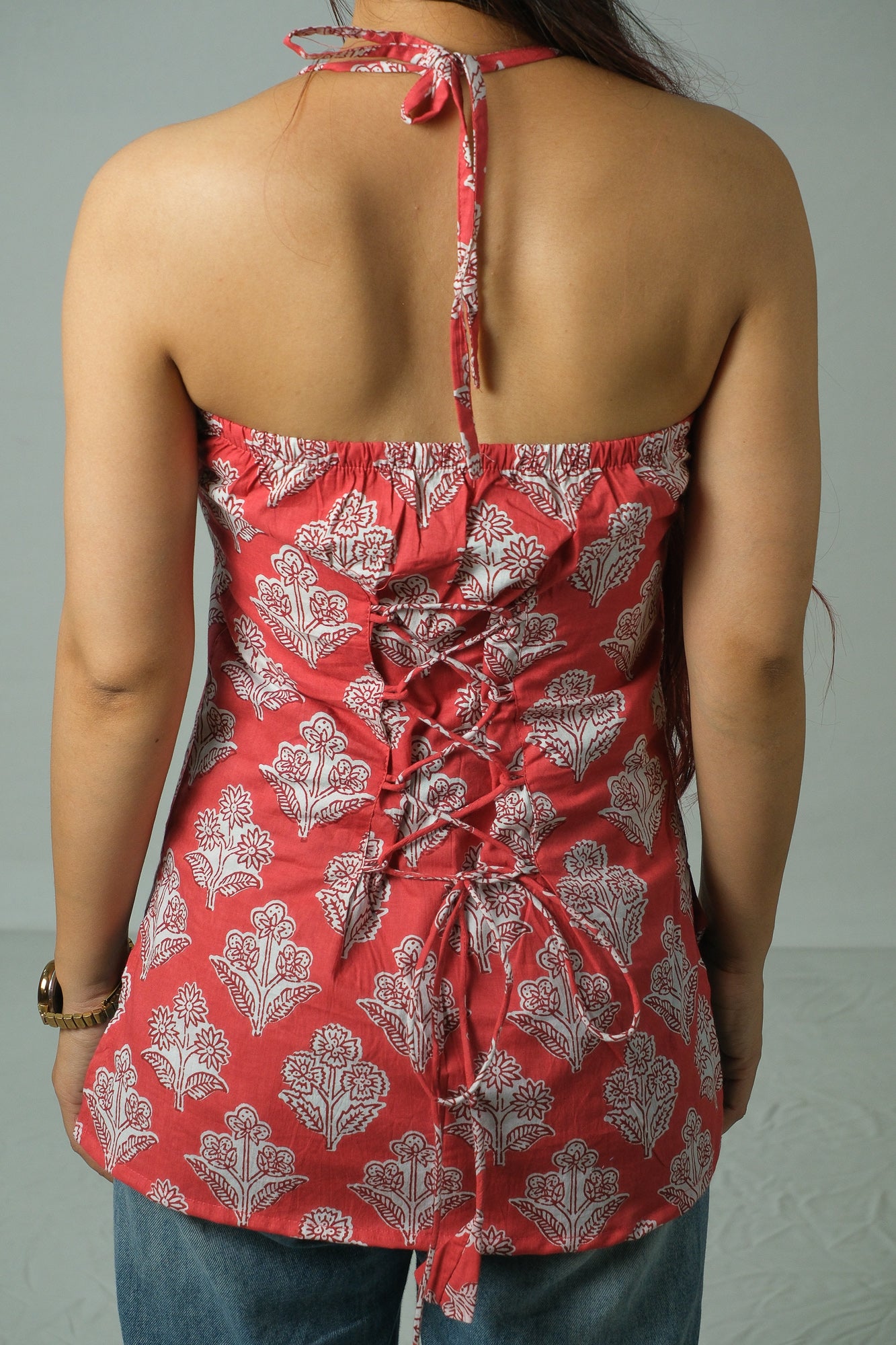 Ziva – Corset Halter Neck Top (Red)