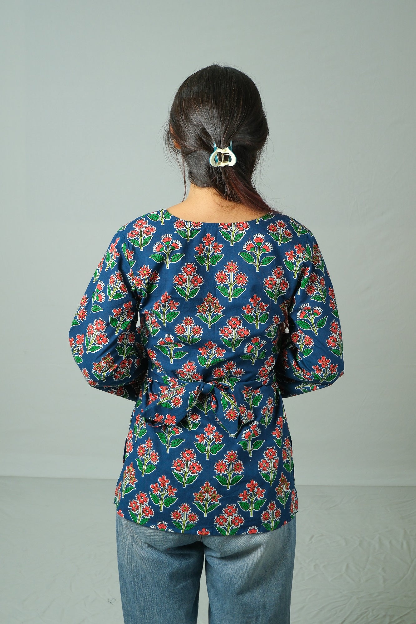 Elira – Square Neck Kurti (Blue)