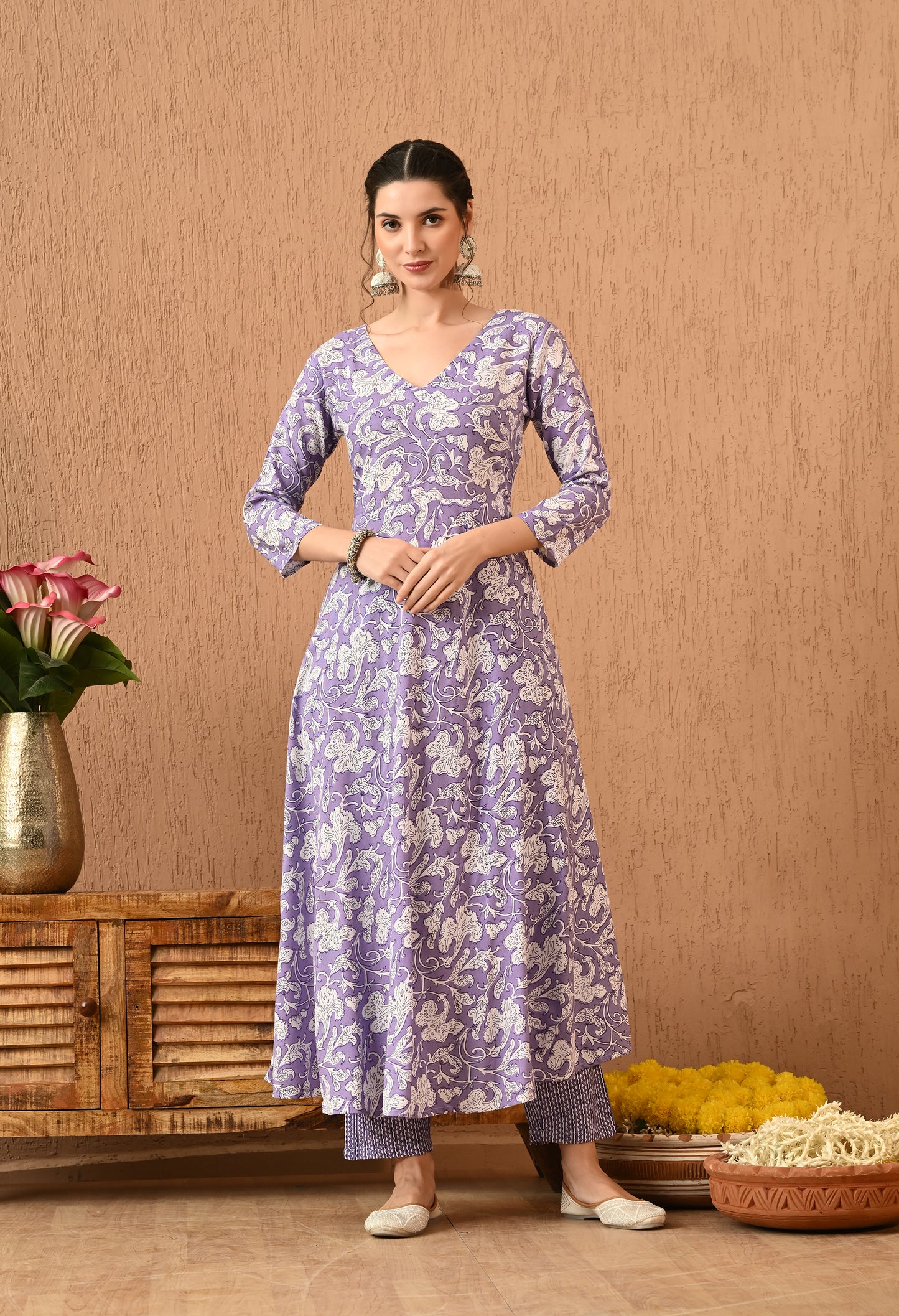 Lavanya - Lavender Floral Kurta Pant Set