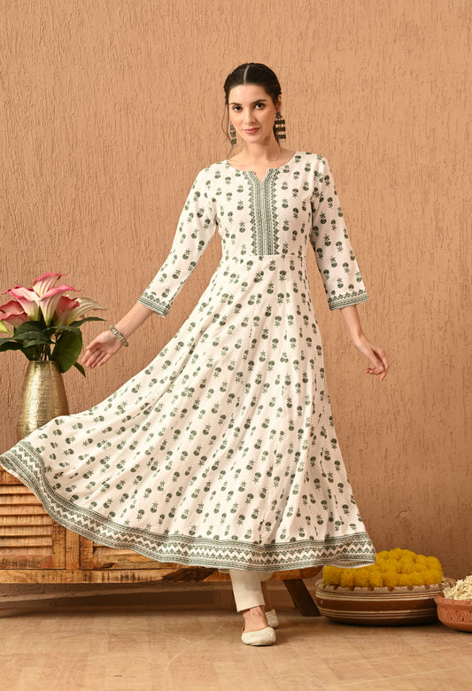 Anvitha – White Ethnic Motif Print Kurta Pant Set