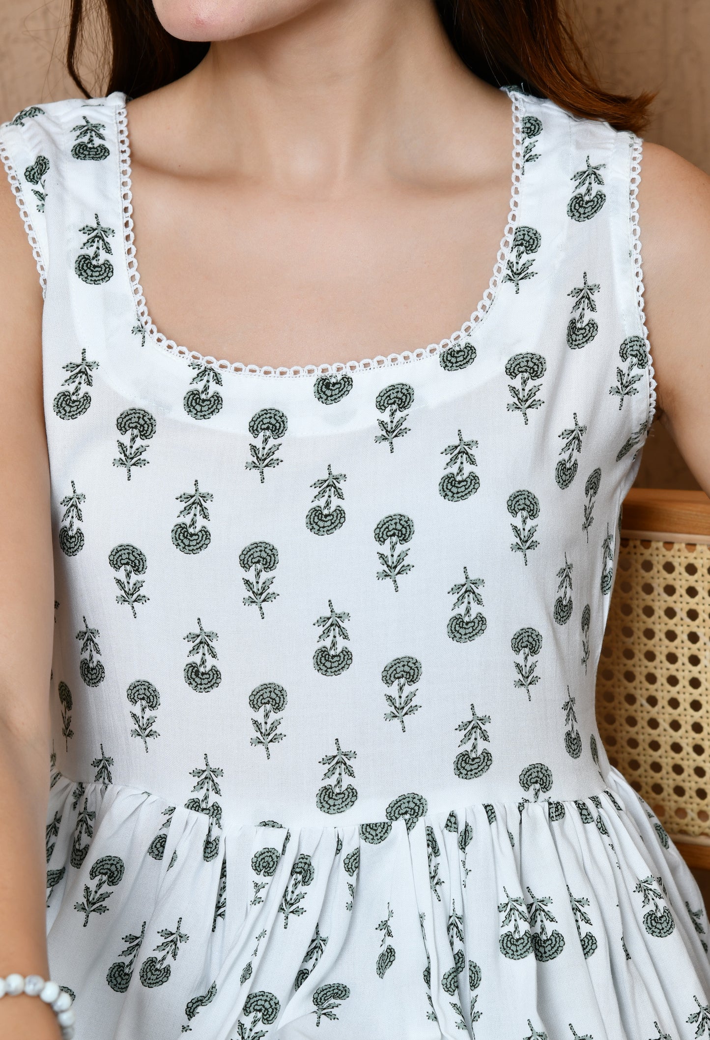 Celestia – Icy Woods White Cotton Peplum Top