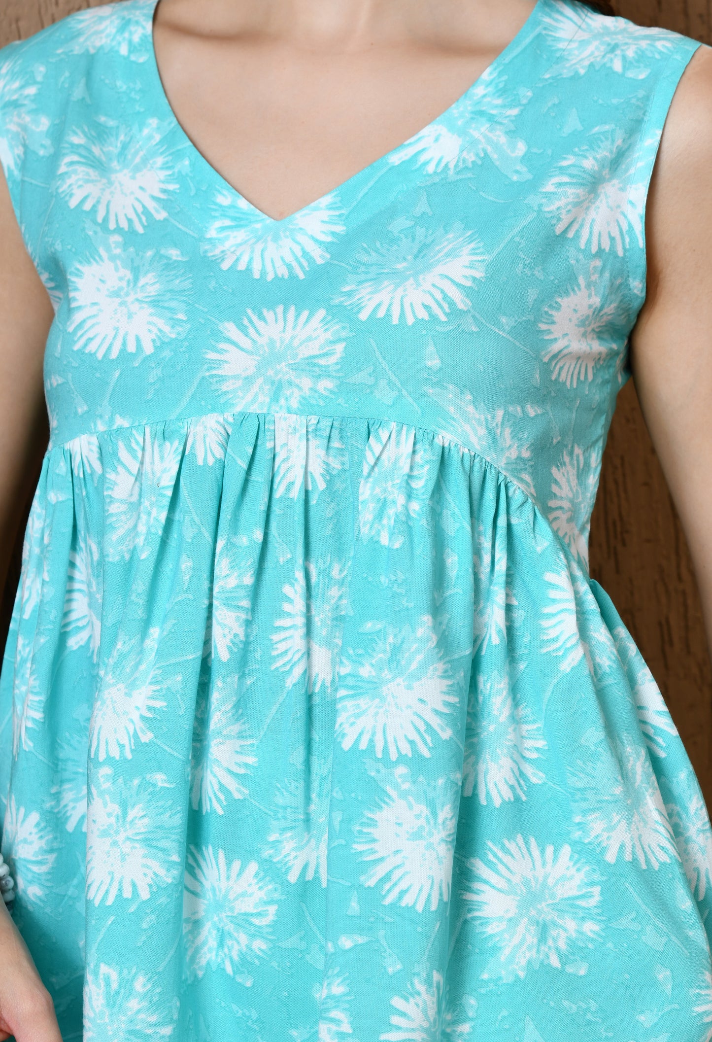 Brisa – Aqua Mist Blue Cotton Peplum Top