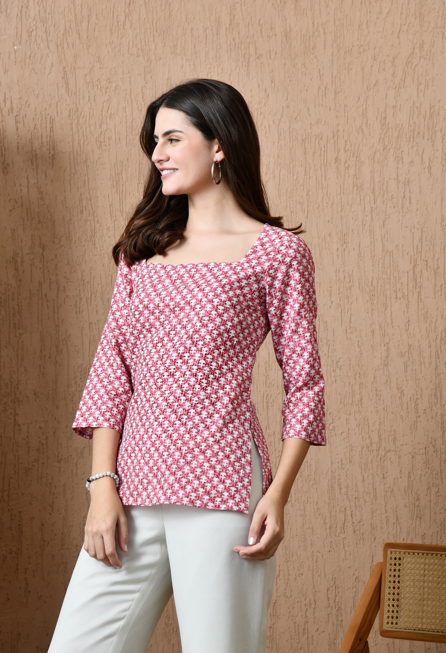 Ravya – Raspberry Pink Cotton Short Kurti