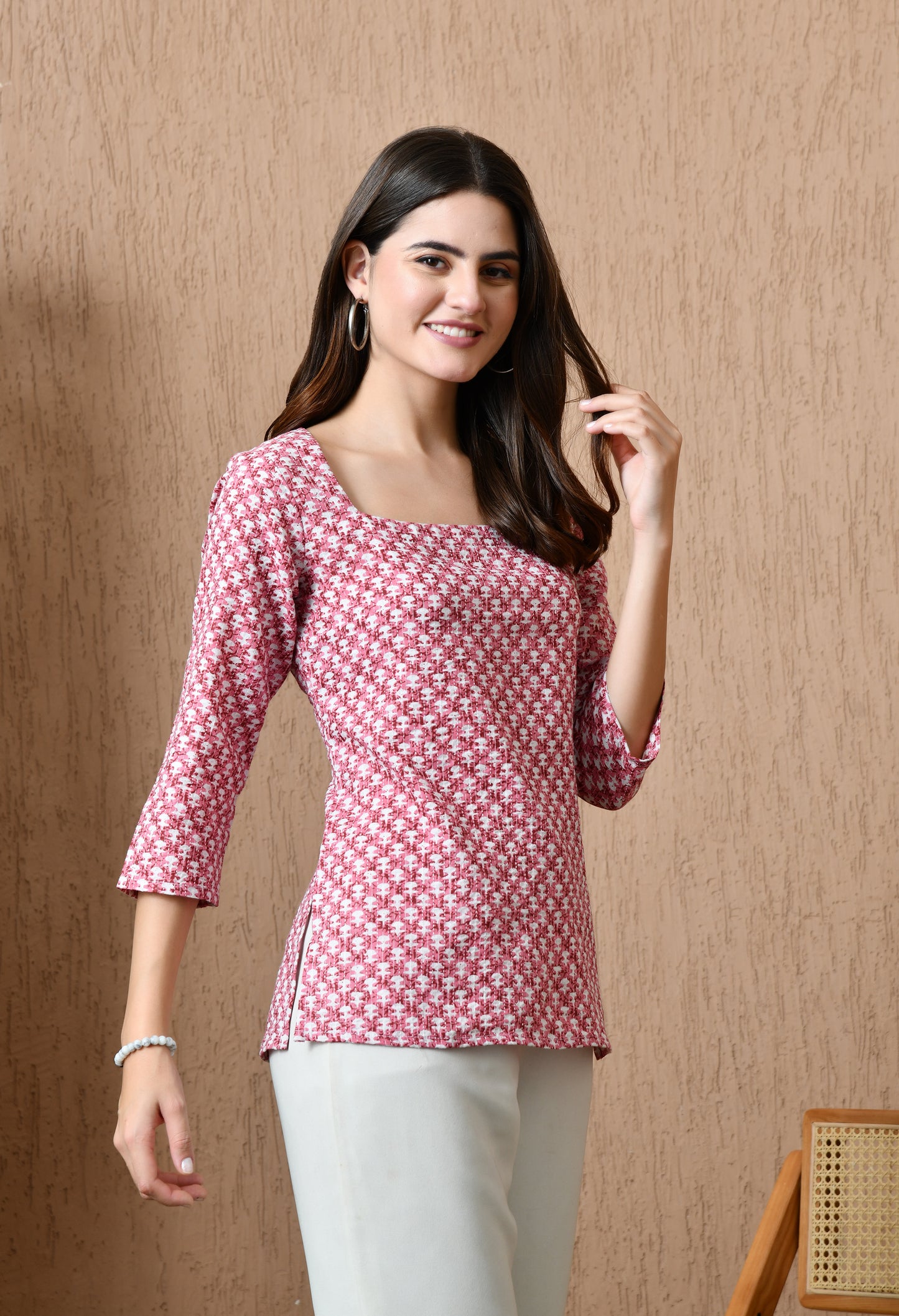 Ravya – Raspberry Pink Cotton Short Kurti