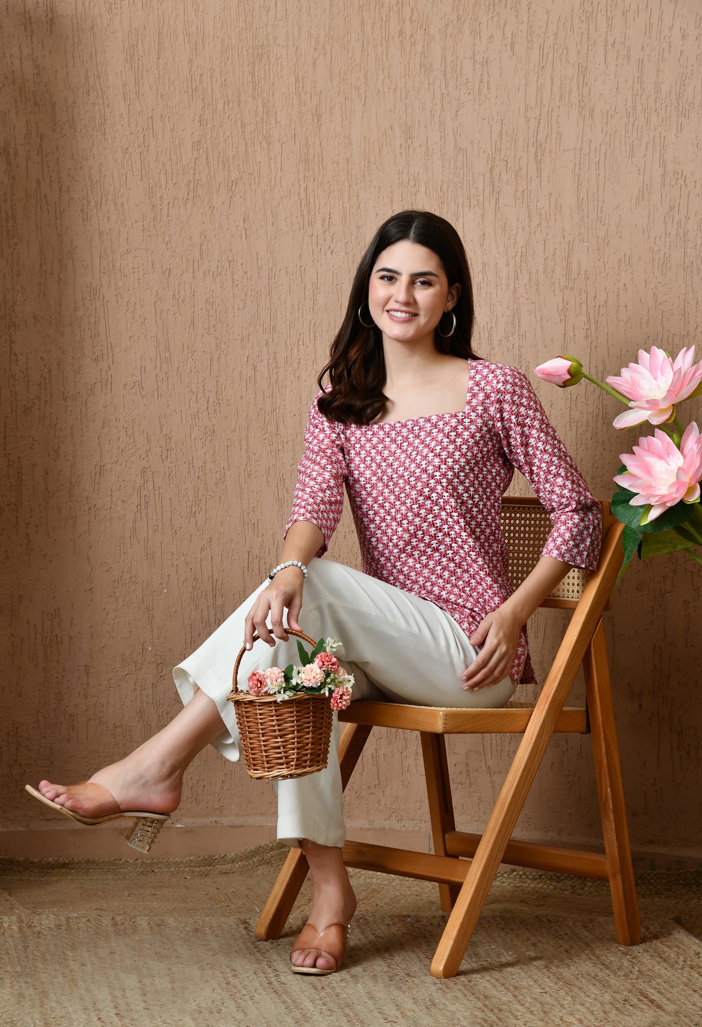 Ravya – Raspberry Pink Cotton Short Kurti