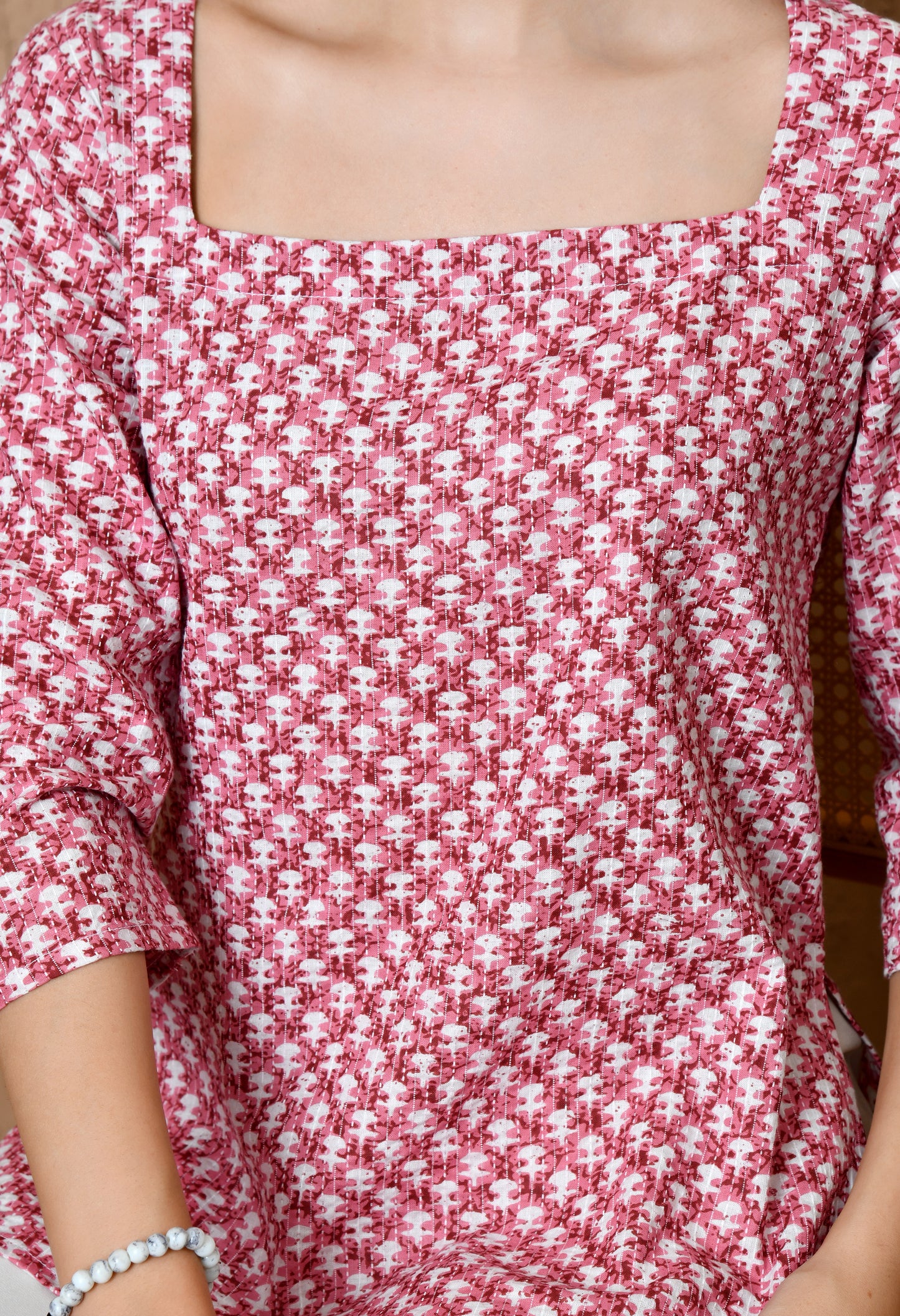 Ravya – Raspberry Pink Cotton Short Kurti