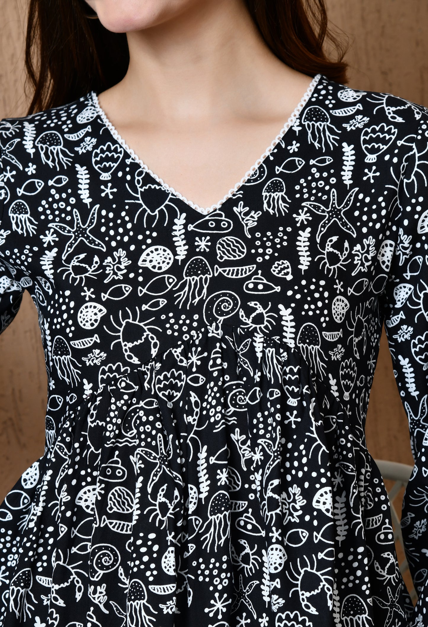 Nocturna – Midnight Black Cotton Peplum Top