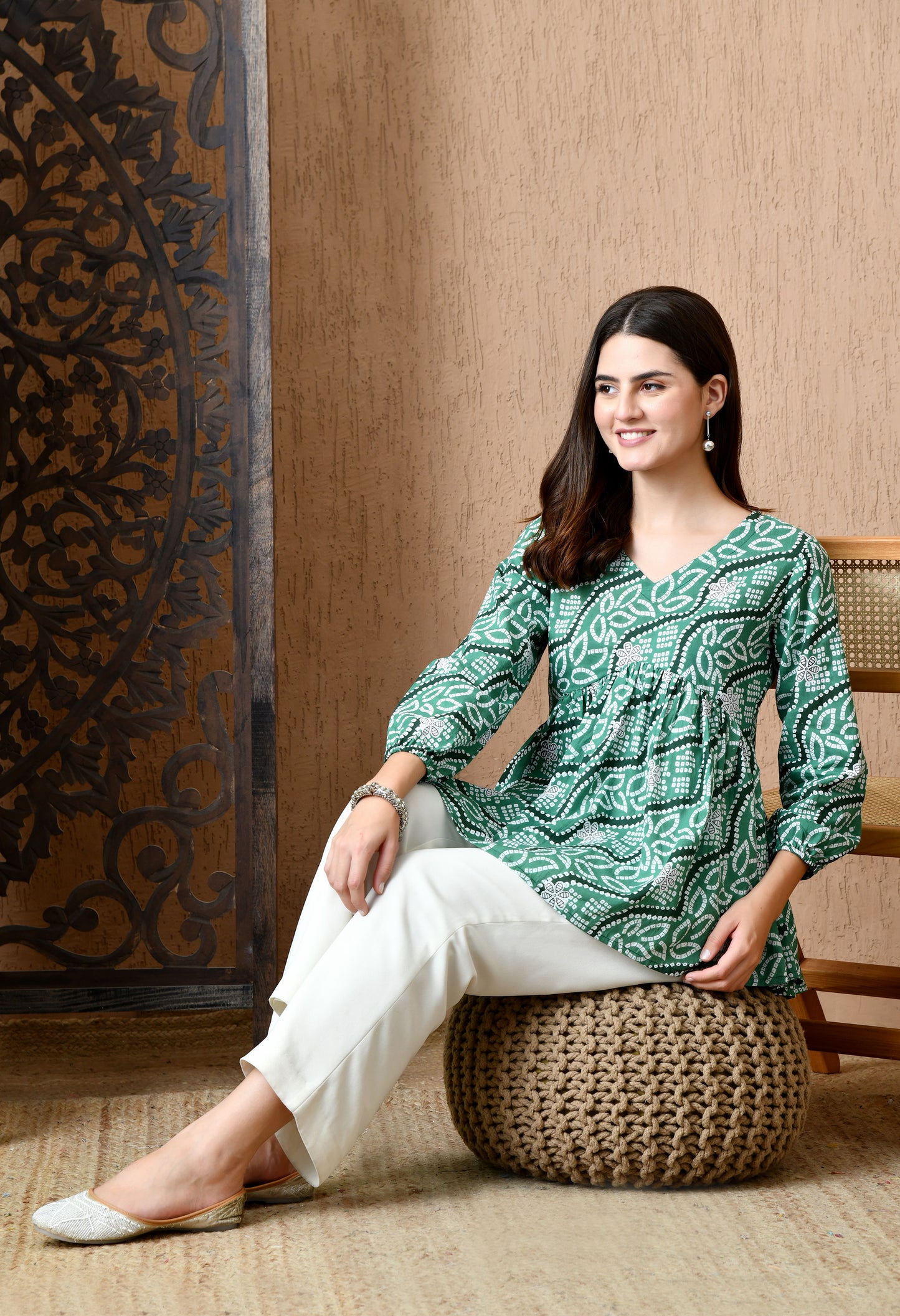 Avenza – Serene Green Cotton Peplum Top