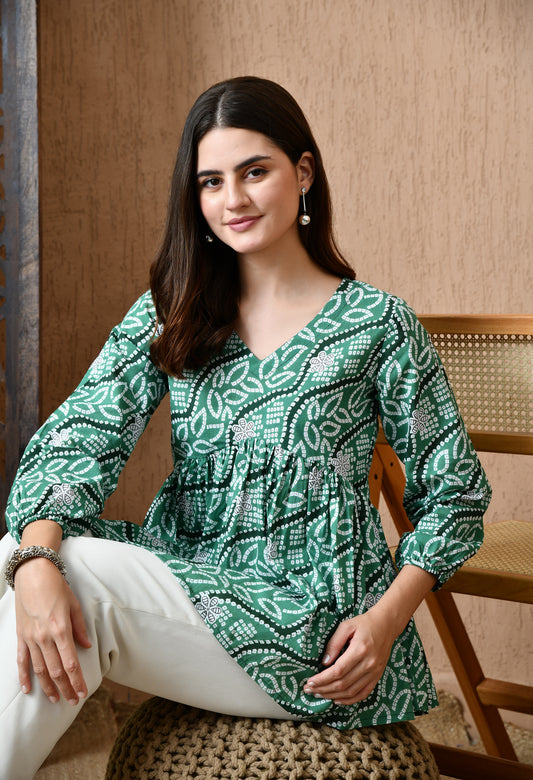 Avenza – Serene Green Cotton Peplum Top