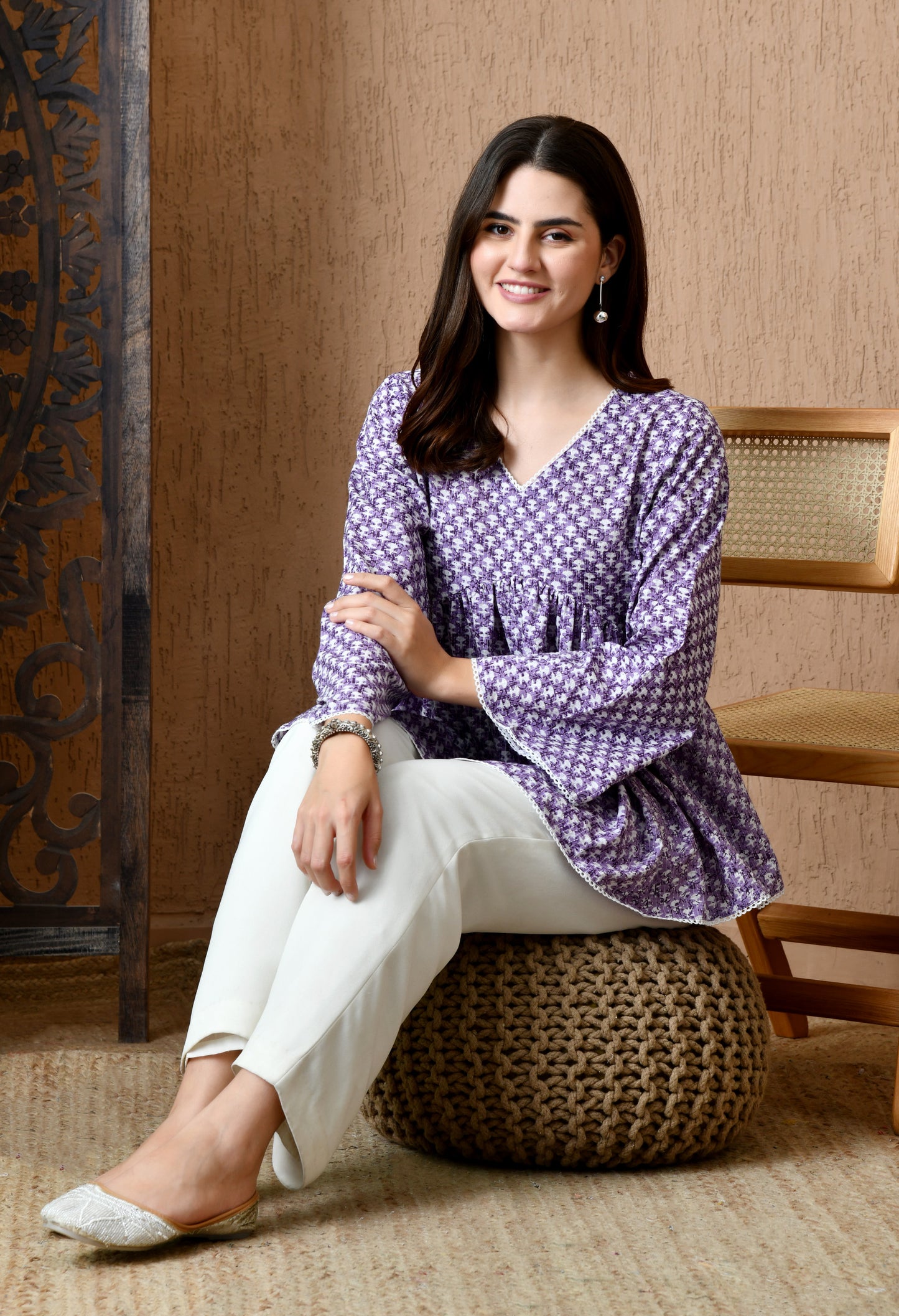 Mirelle – Lilac Mist Cotton Peplum Top