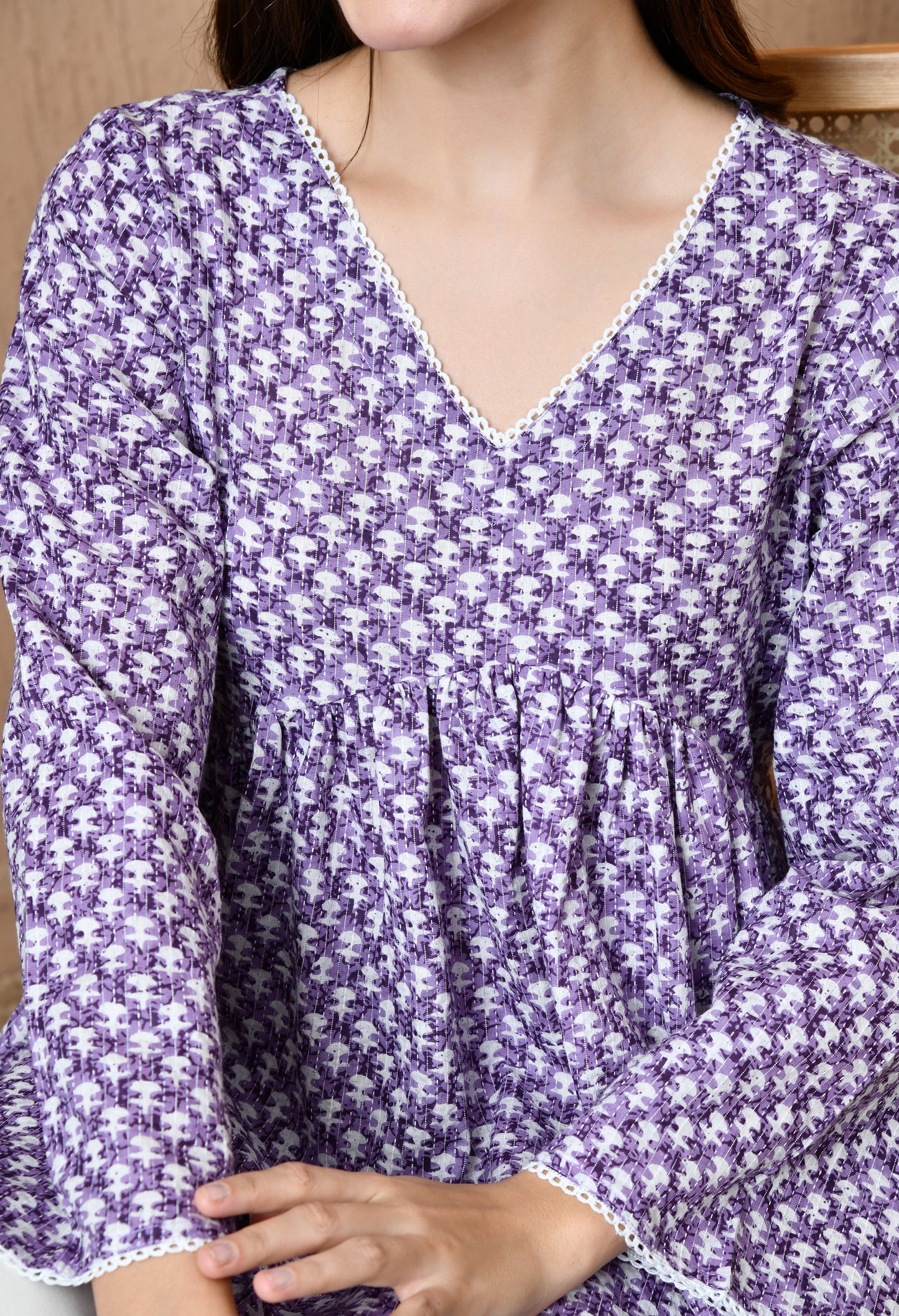 Mirelle – Lilac Mist Cotton Peplum Top