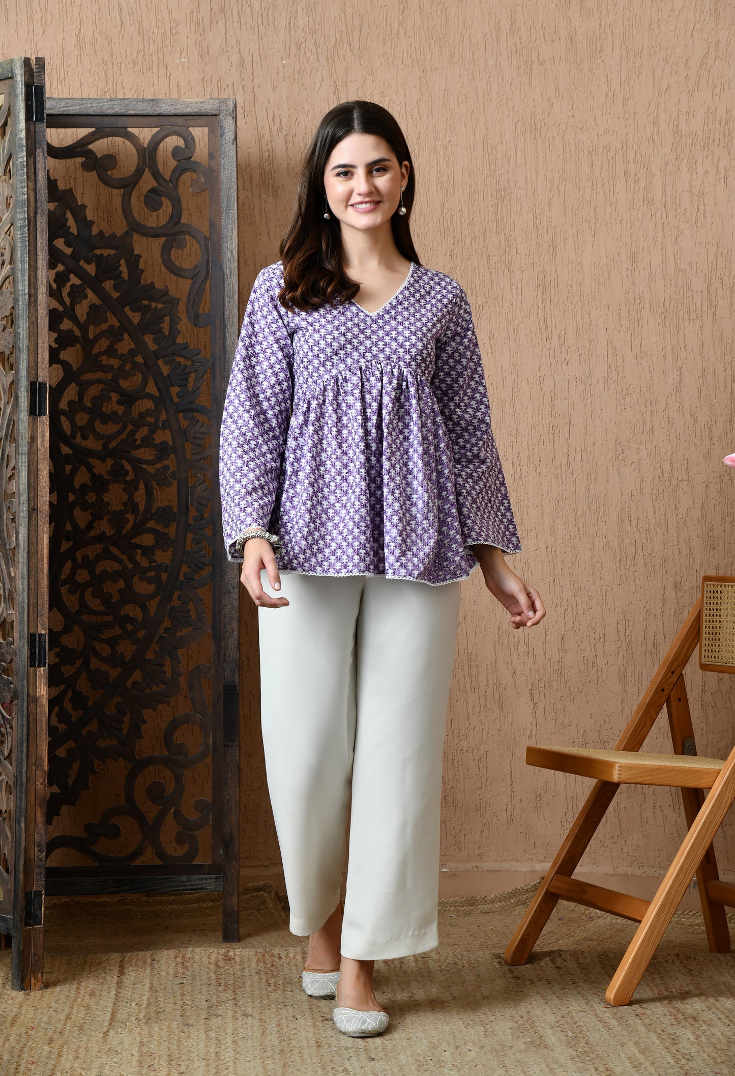Mirelle – Lilac Mist Cotton Peplum Top