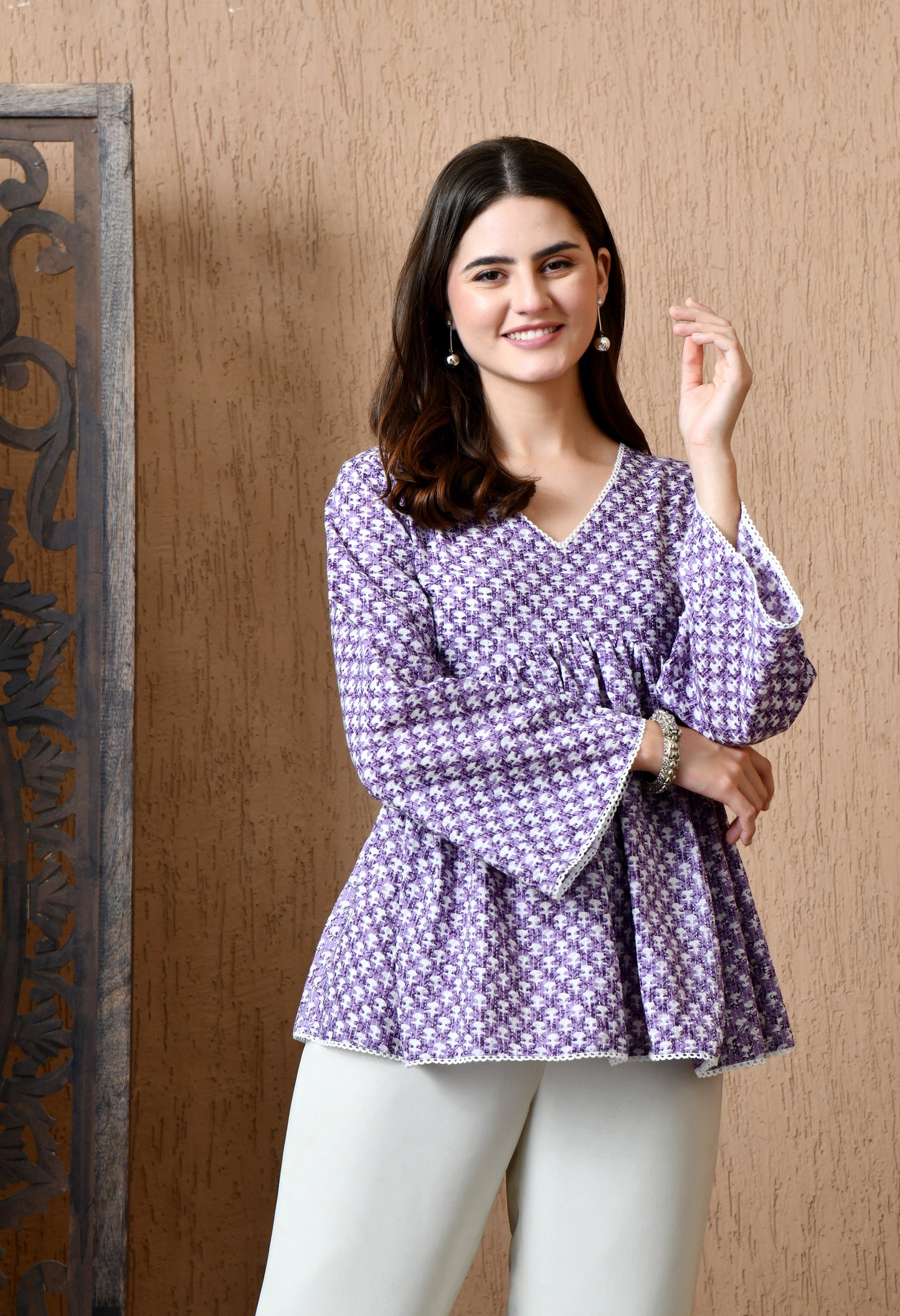 Mirelle – Lilac Mist Cotton Peplum Top