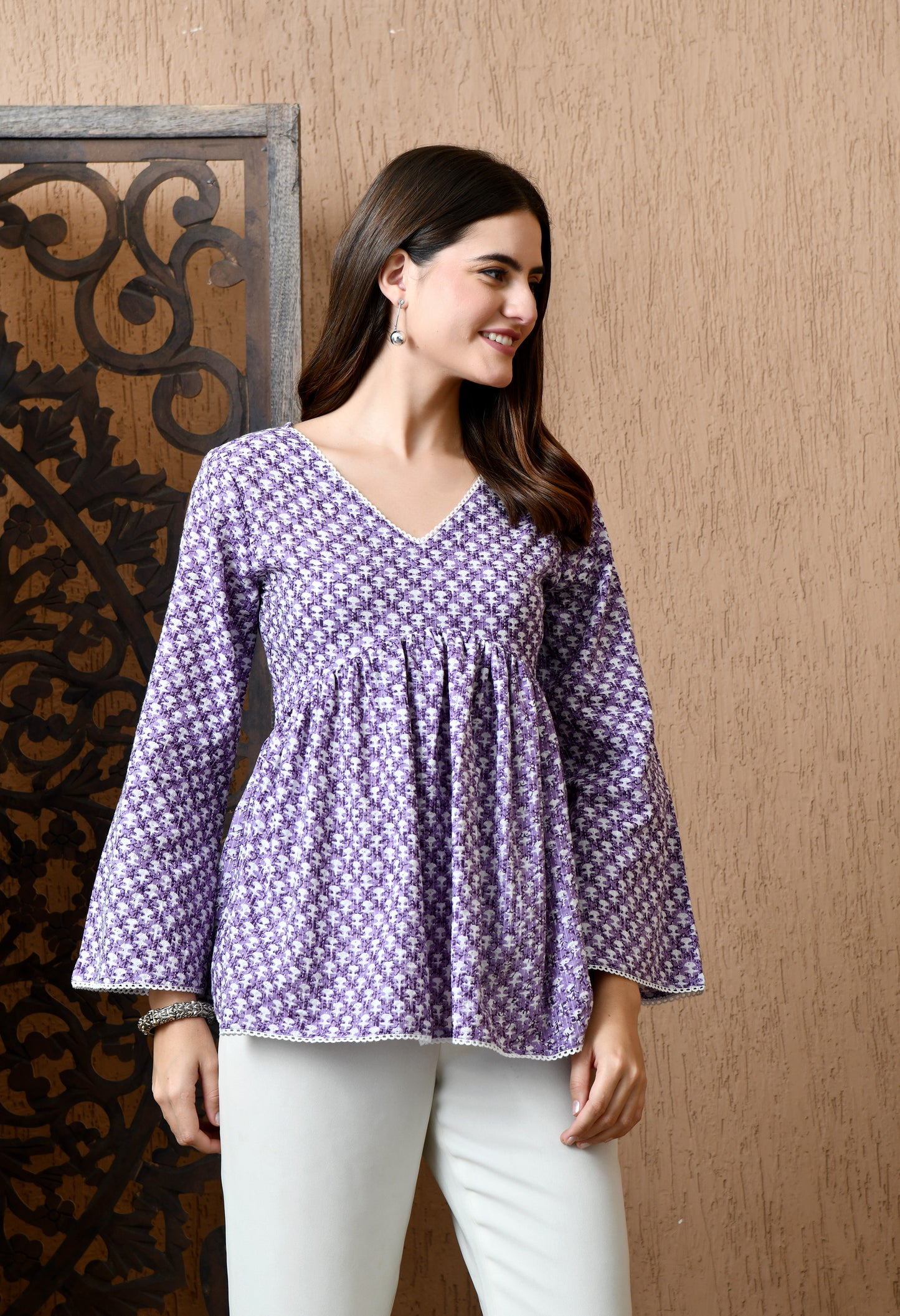 Mirelle – Lilac Mist Cotton Peplum Top